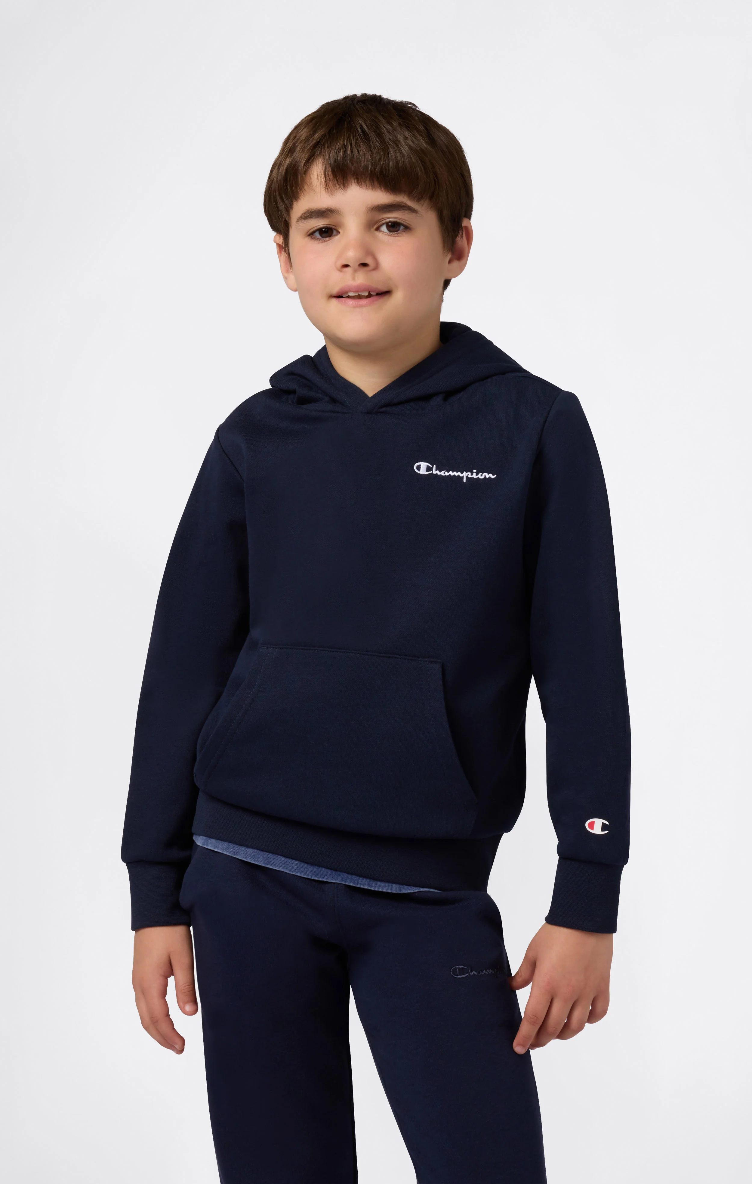 Boys’ Fleece Hoodie with Small Embroidered Logo Icons
