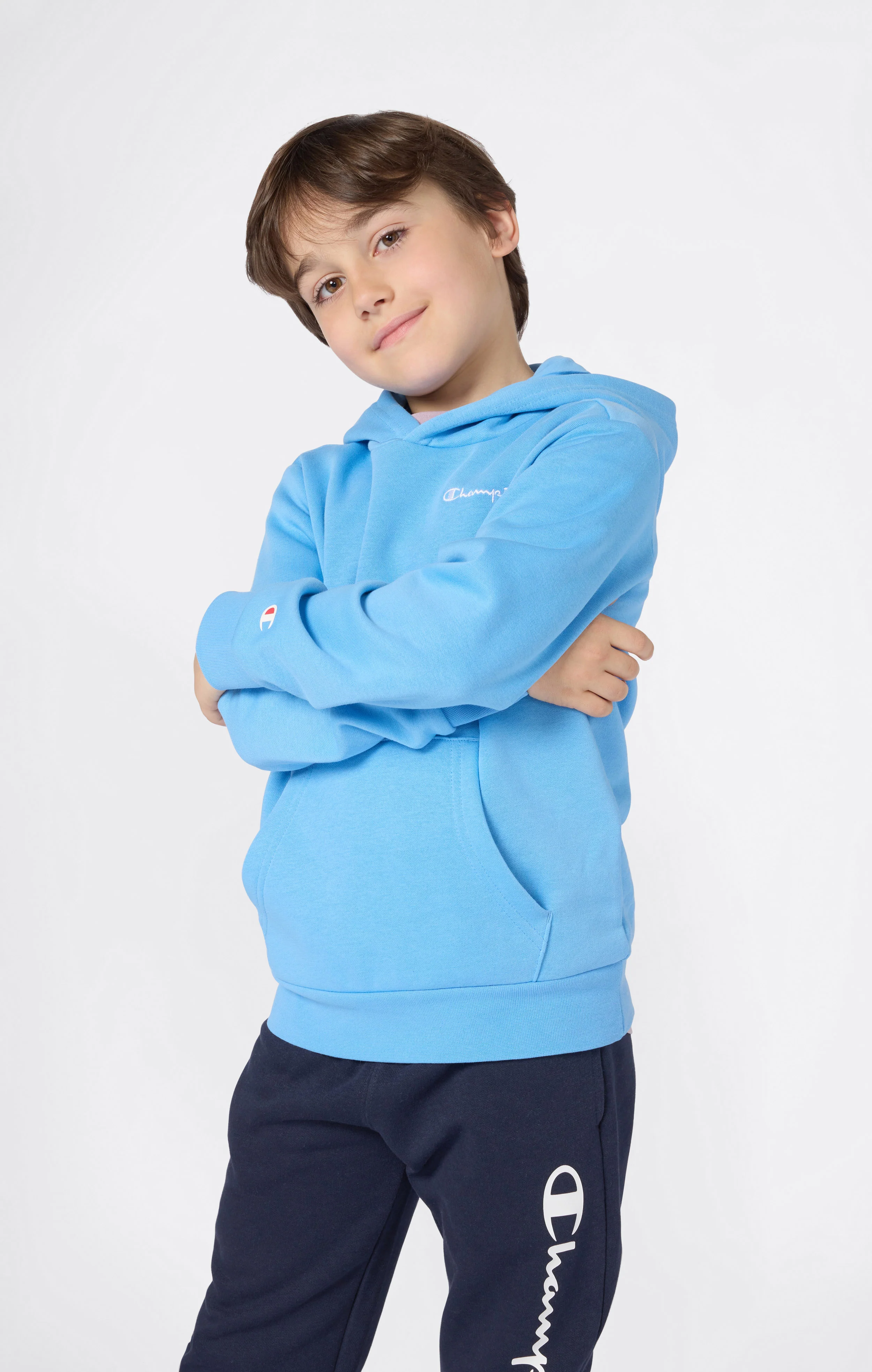 Boys’ Fleece Hoodie with Small Embroidered Logo Icons - Image 2