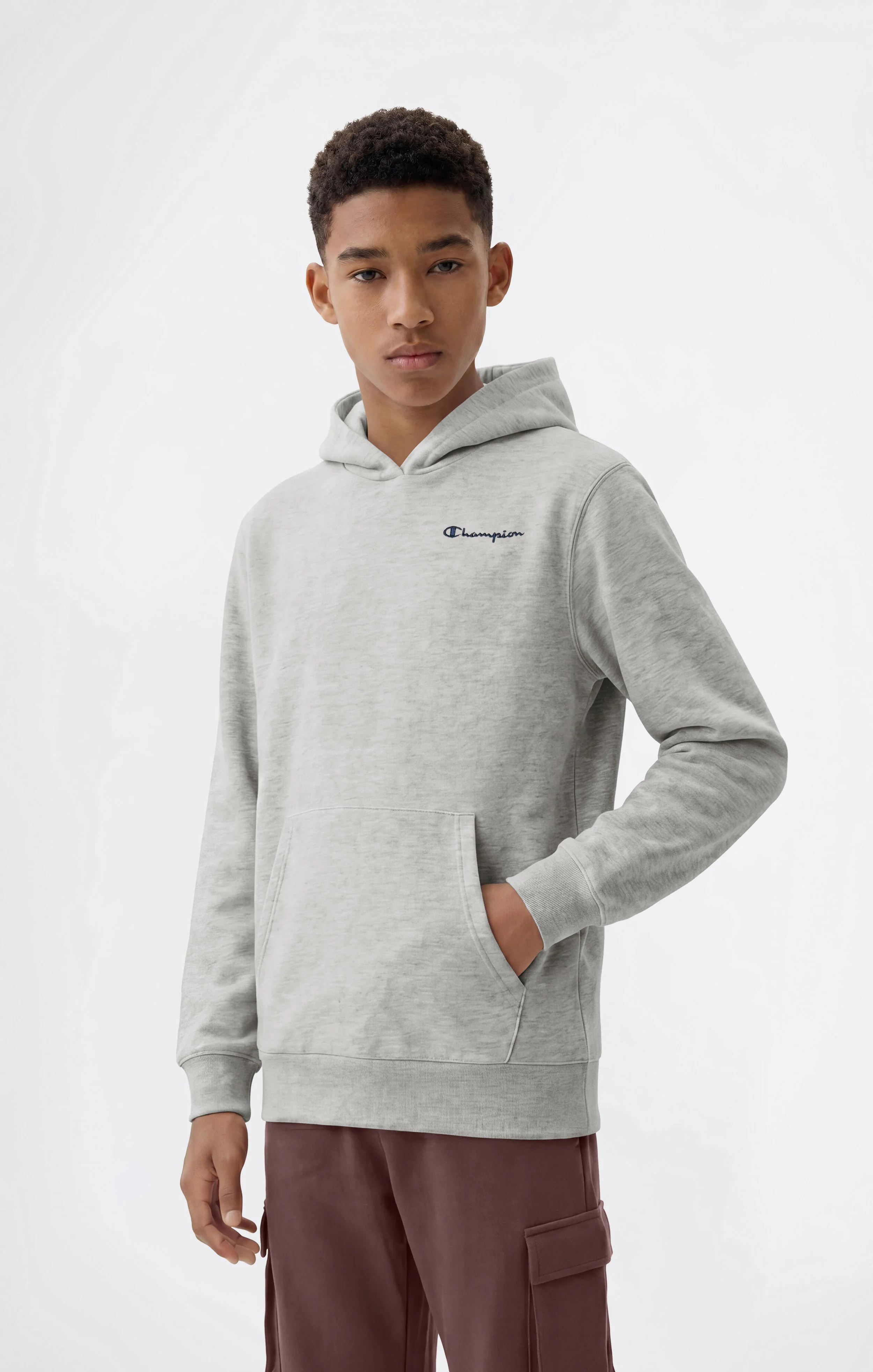 Boys’ Fleece Hoodie with Small Embroidered Logo Icons