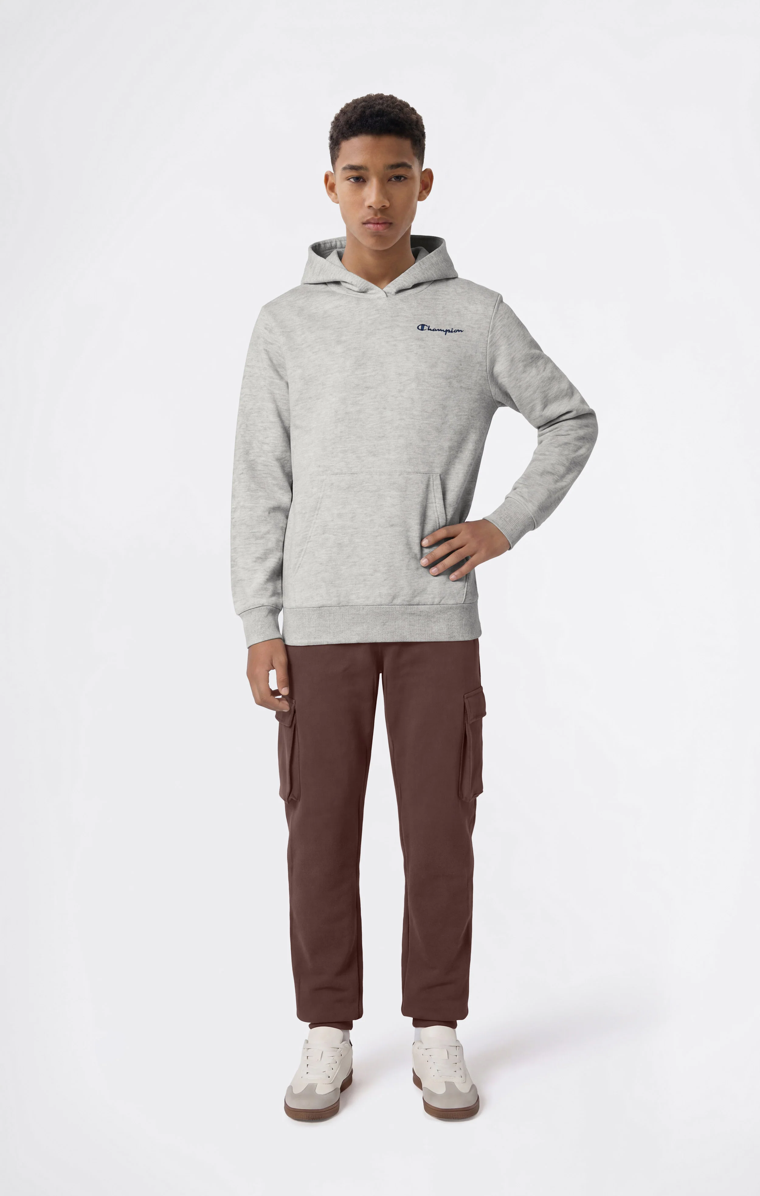Boys’ Fleece Hoodie with Small Embroidered Logo Icons - Image 2