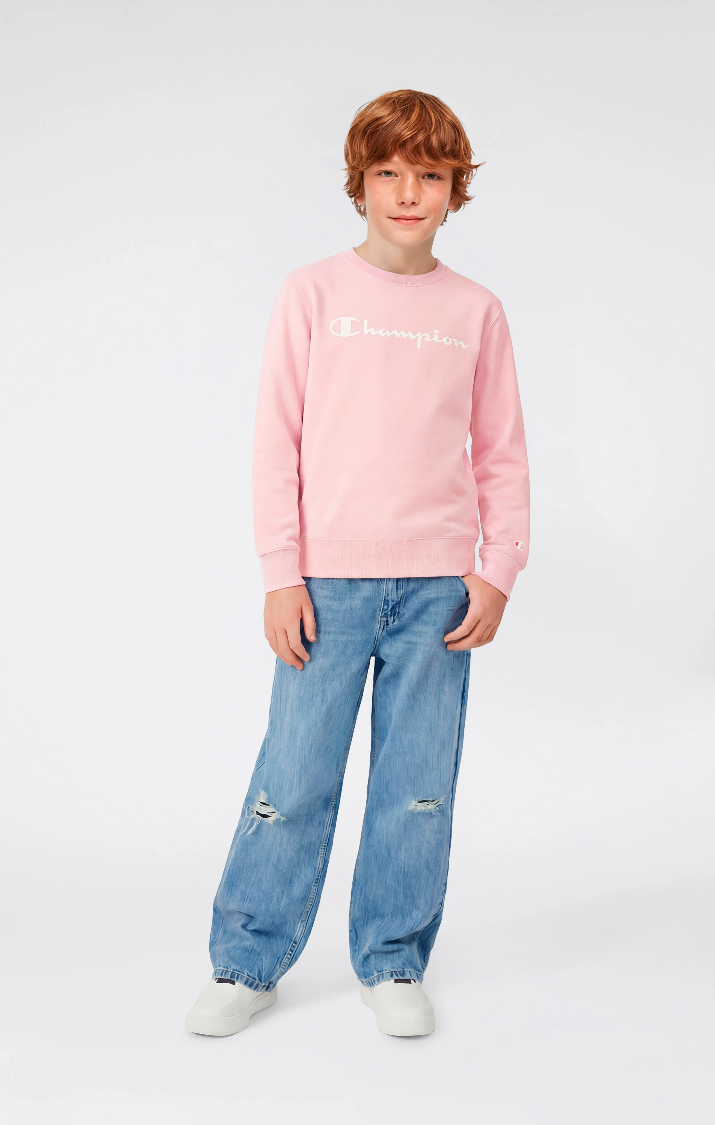 Boys’ Lightweight Crewneck Sweatshirt with Maxi Printed Logo - Image 2
