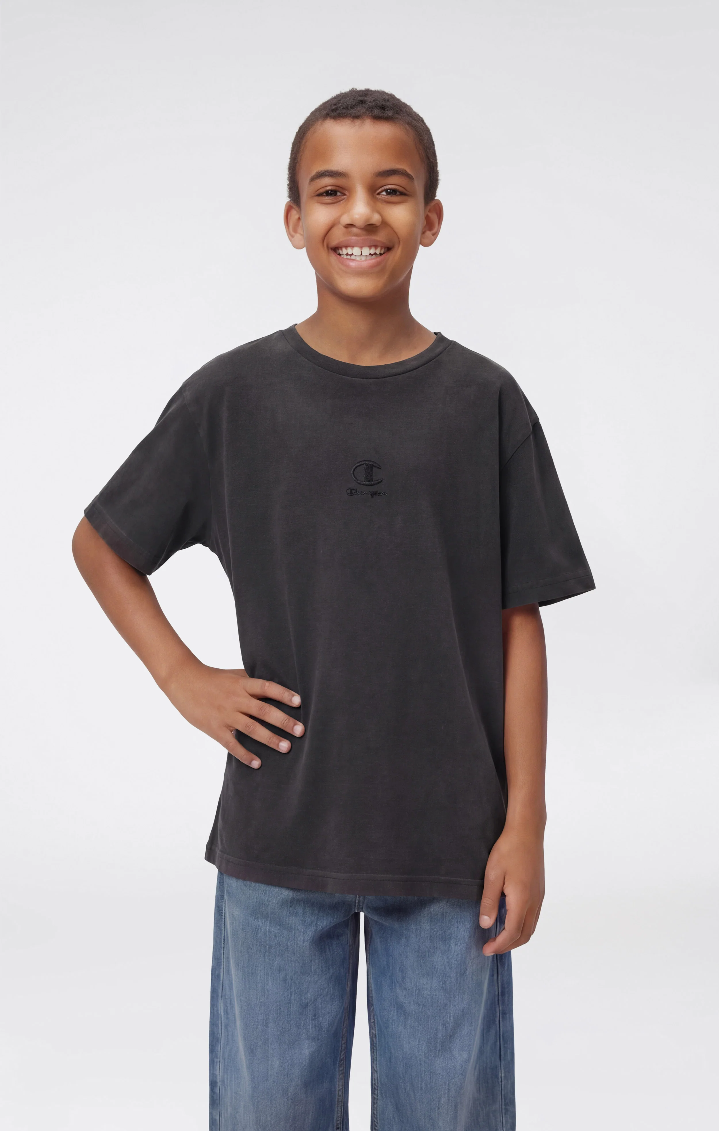 Boys’ Washed Effect Crewneck T-Shirt Icons