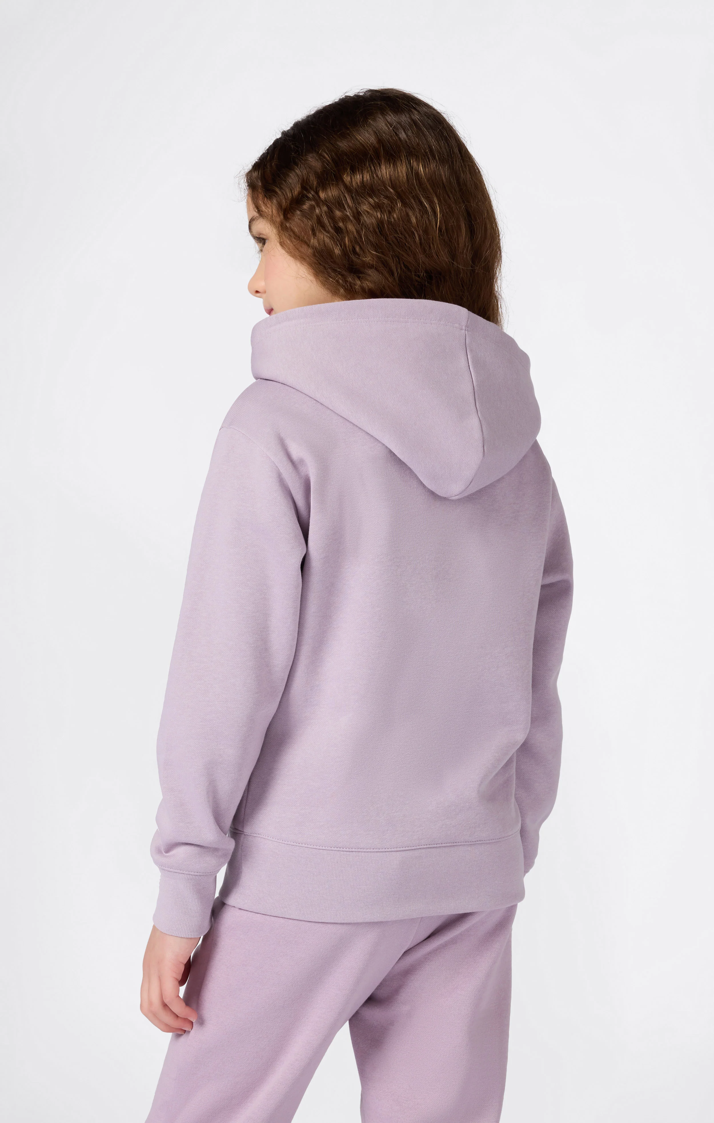 Girls’ Fleece Hoodie with Big Embroidered Logo Icons - Image 2