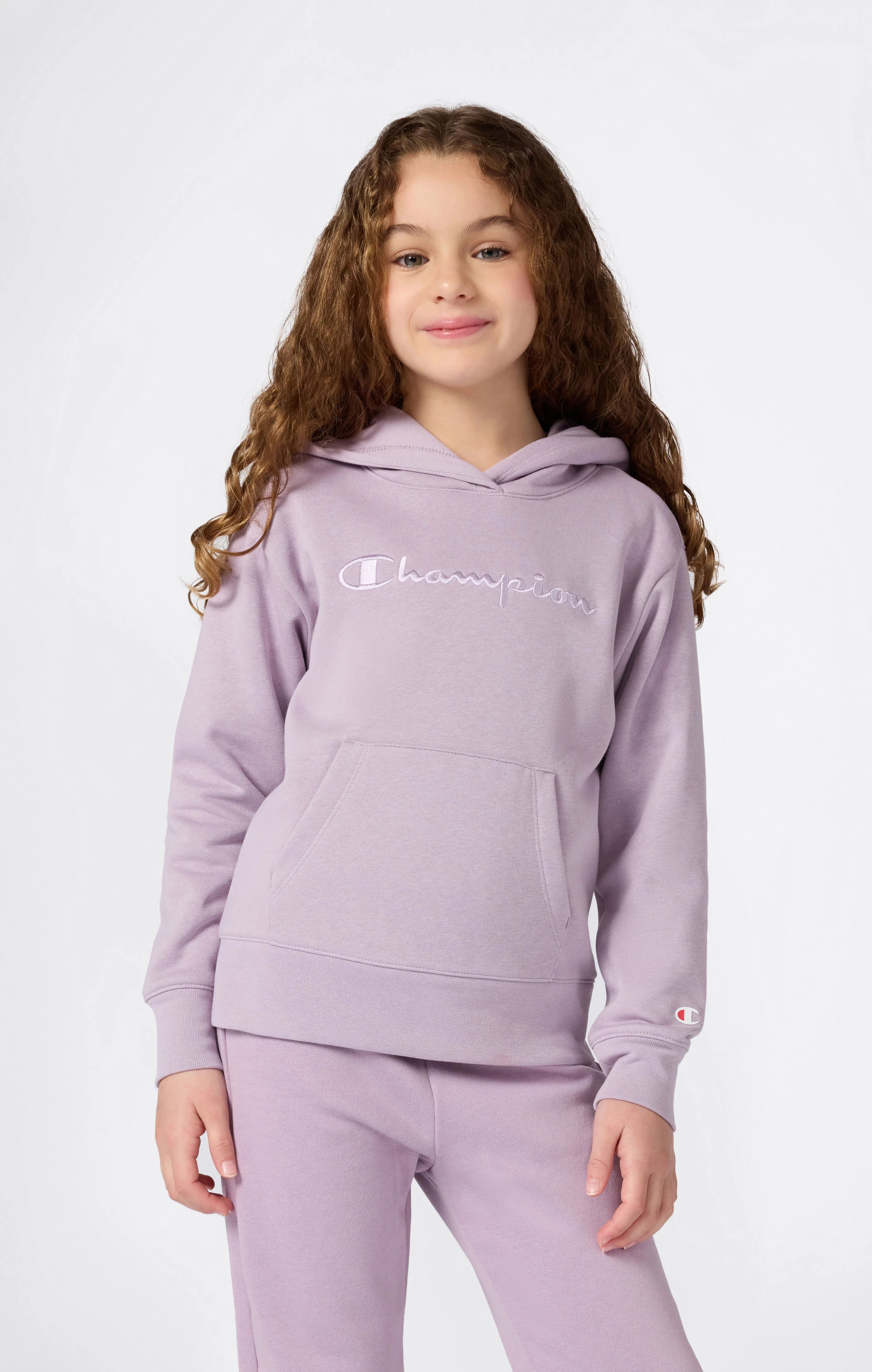 Girls’ Fleece Hoodie with Big Embroidered Logo Icons - Image 3