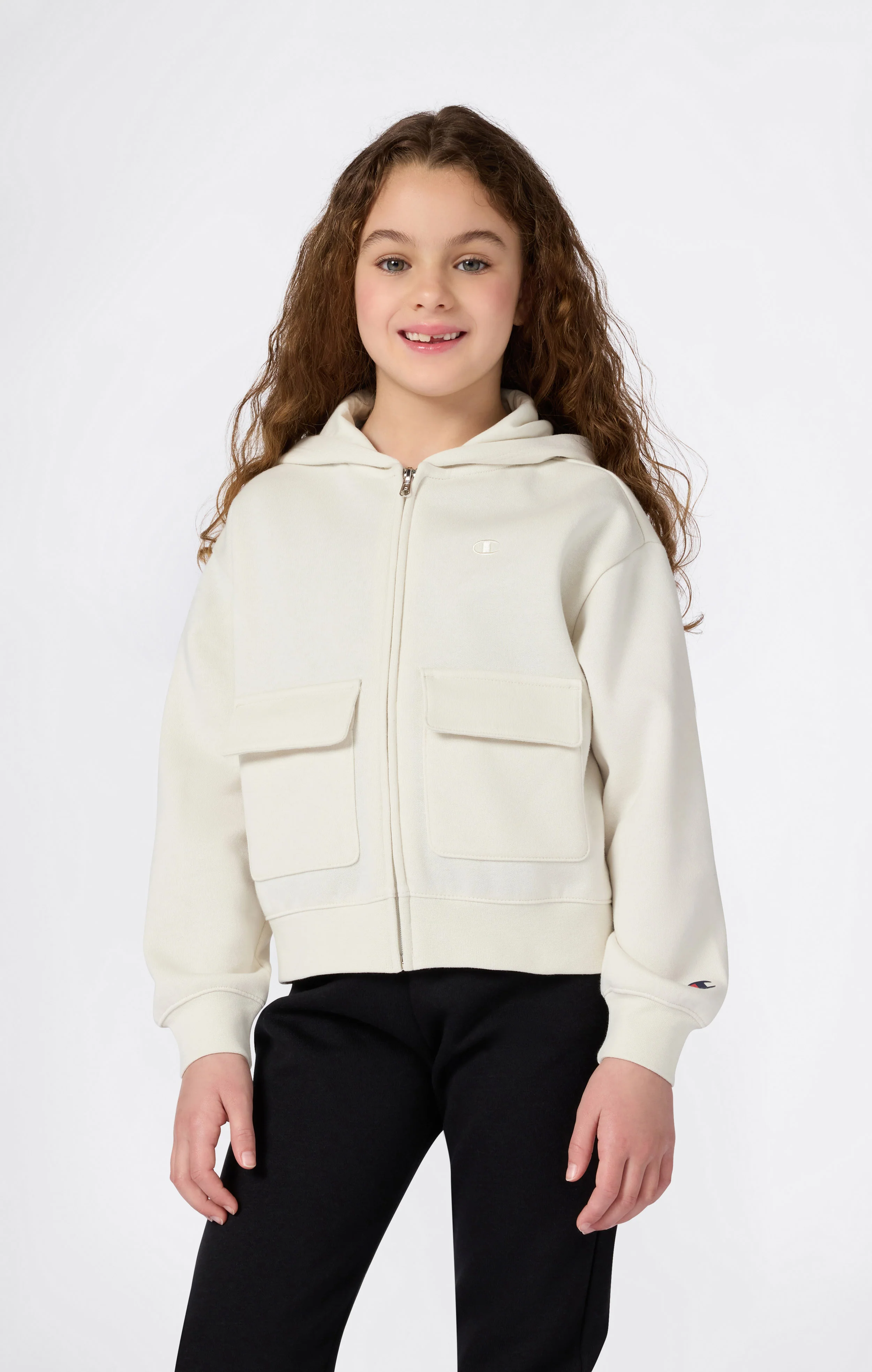 Girls’ Hooded Full Zip Fleece Sweatshirt Icons - Image 3