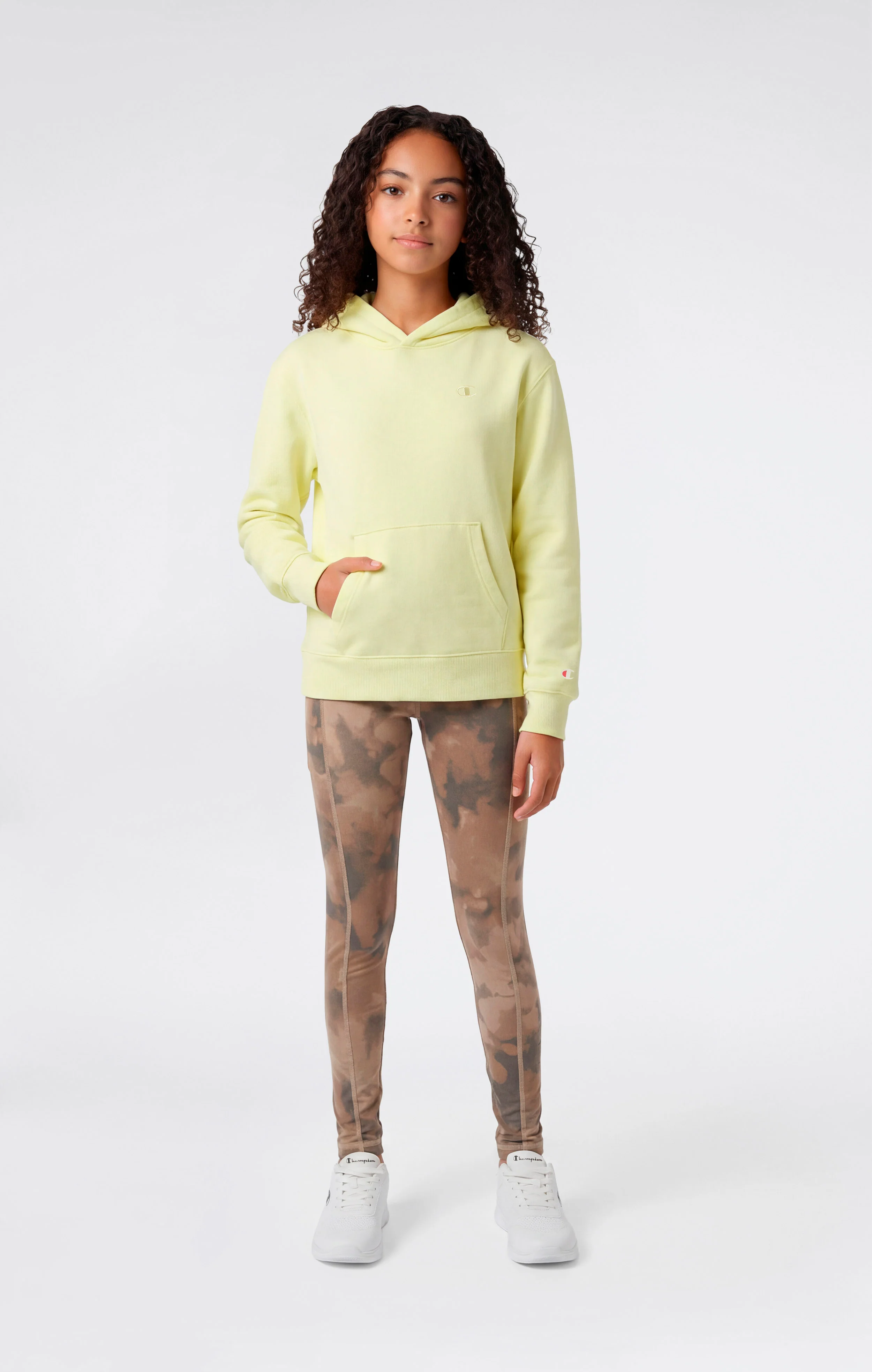 Girls’ Lightweight Hooded Sweatshirt with Tonal Embroidered “C” Logo Icons - Image 2