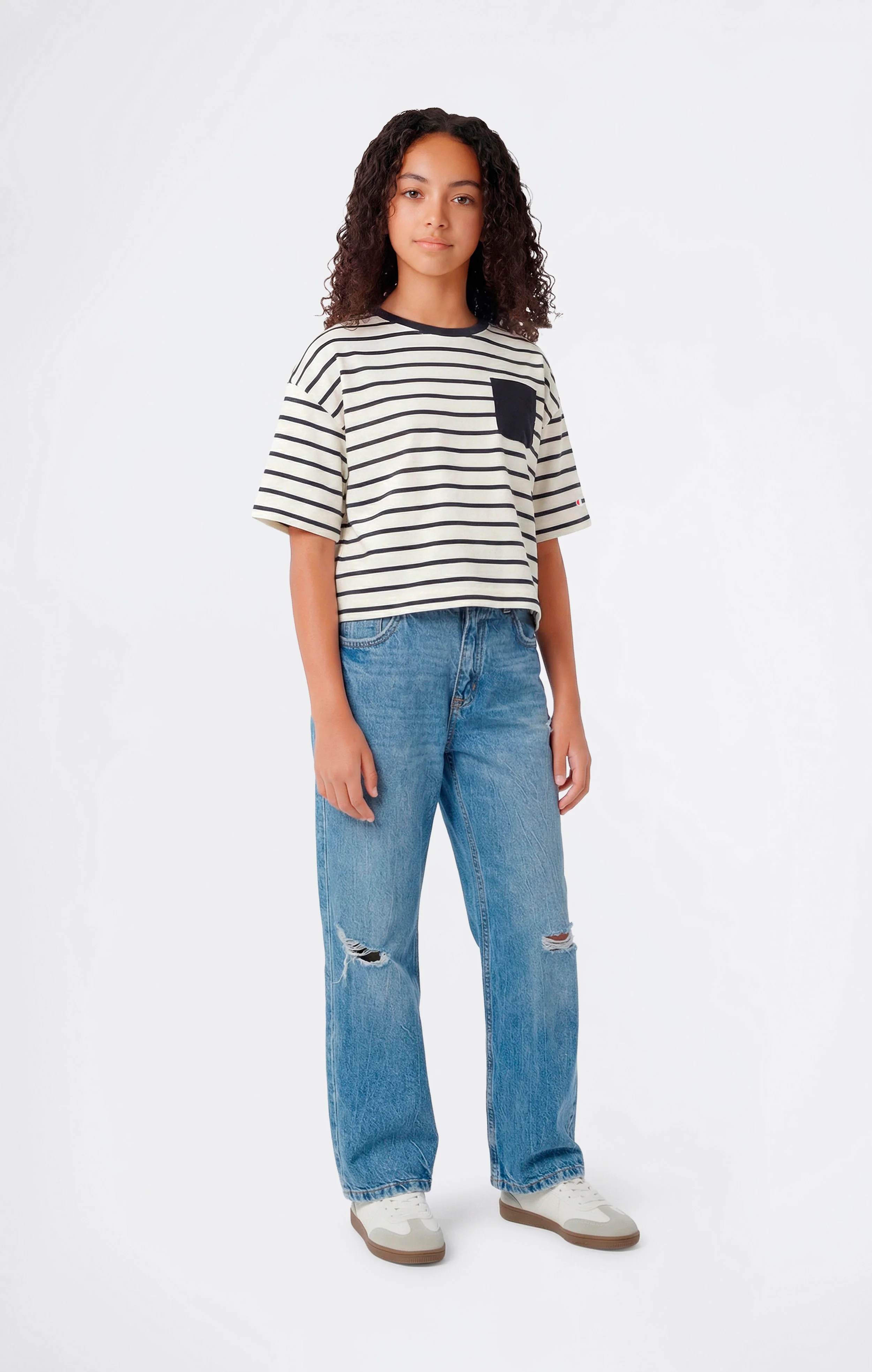 Girls’ Oversized Striped T-Shirt Icons - Image 2