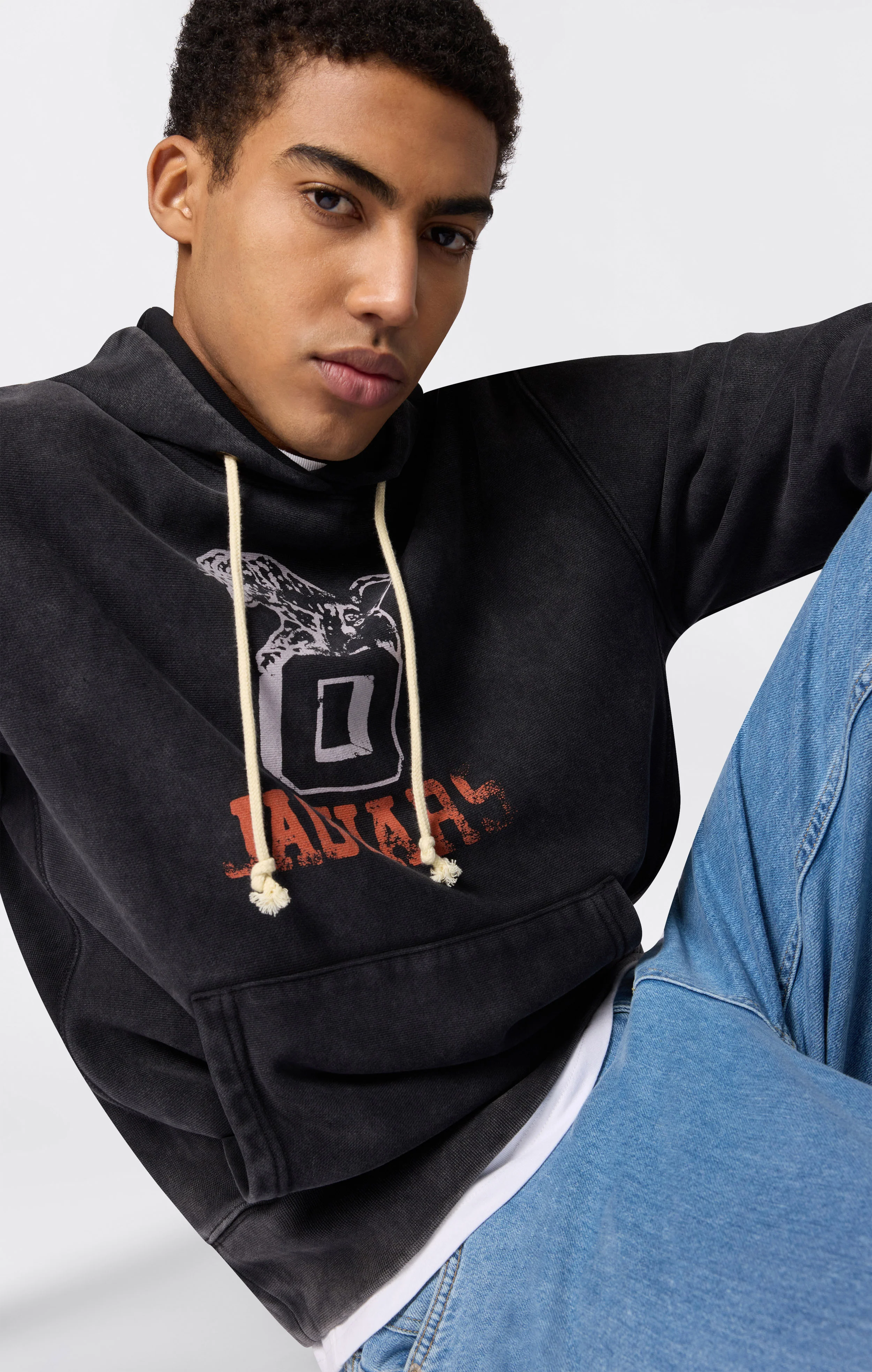 Heavyweight Men's Hooded Sweatshirt with Brushed Interior and Print Reverse Weave - Image 3