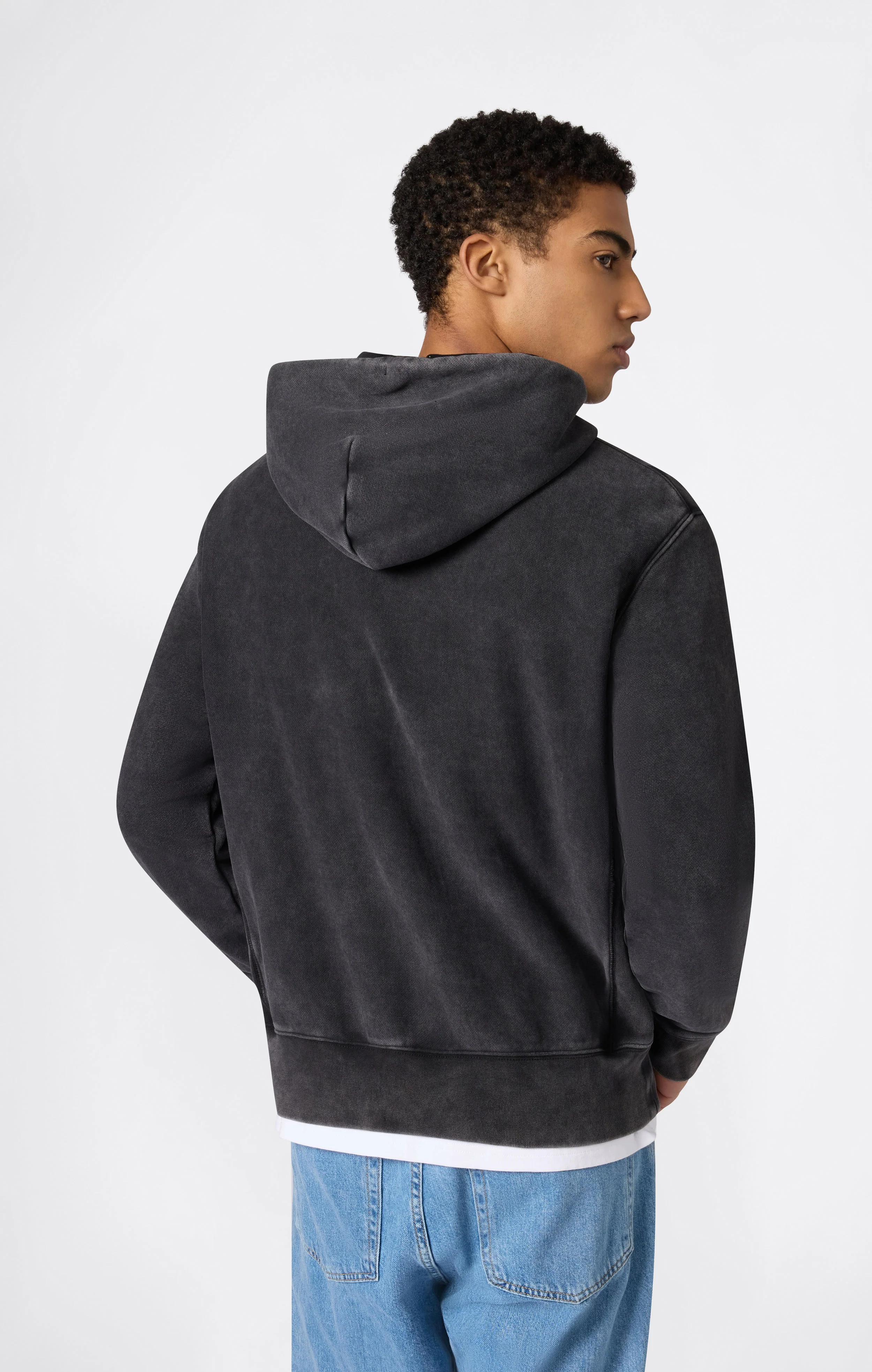 Heavyweight Men's Hooded Sweatshirt with Brushed Interior and Print Reverse Weave - Image 4