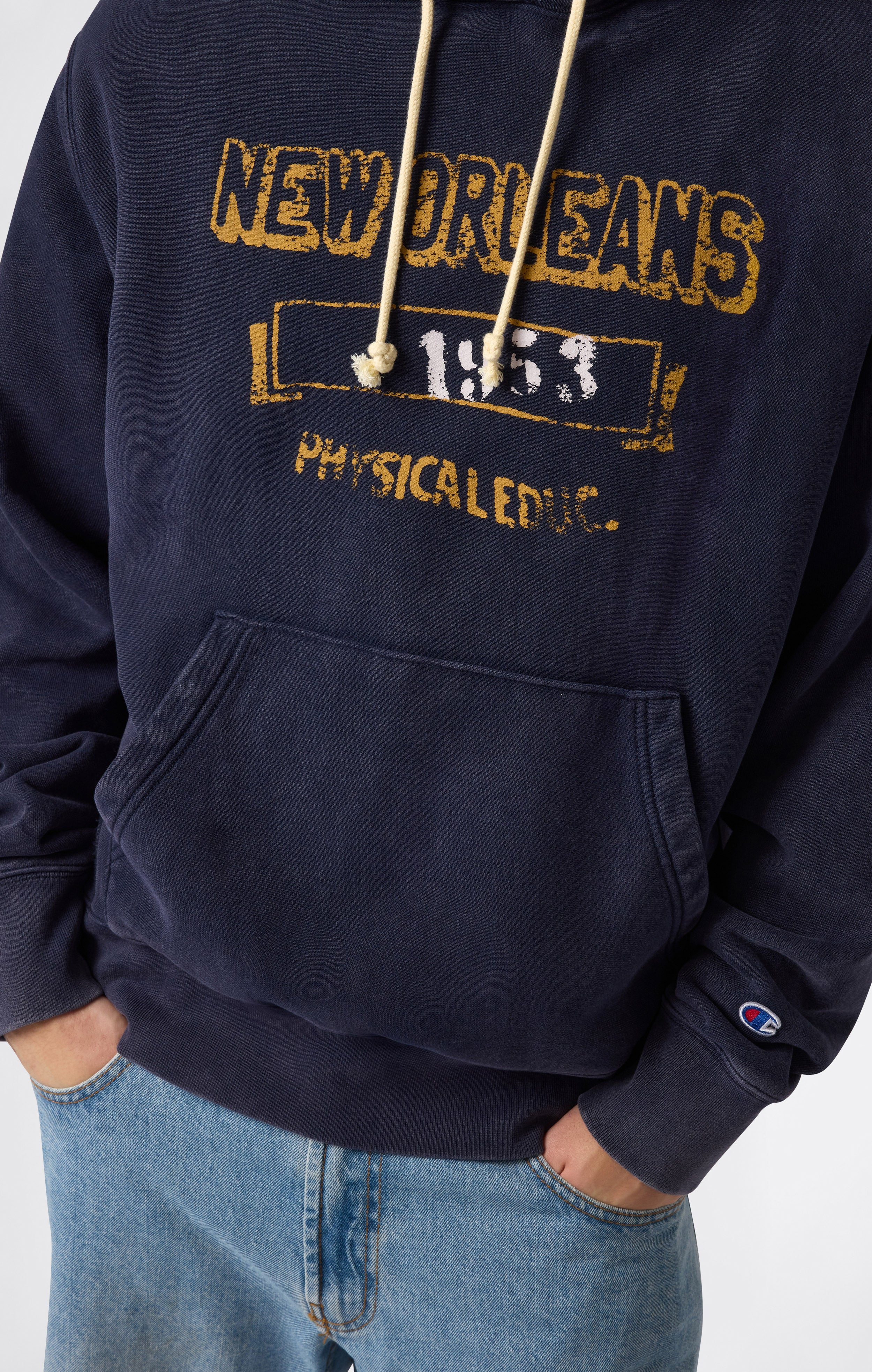 Heavyweight Men's Hooded Sweatshirt with Brushed Interior and Print Reverse Weave - Image 2