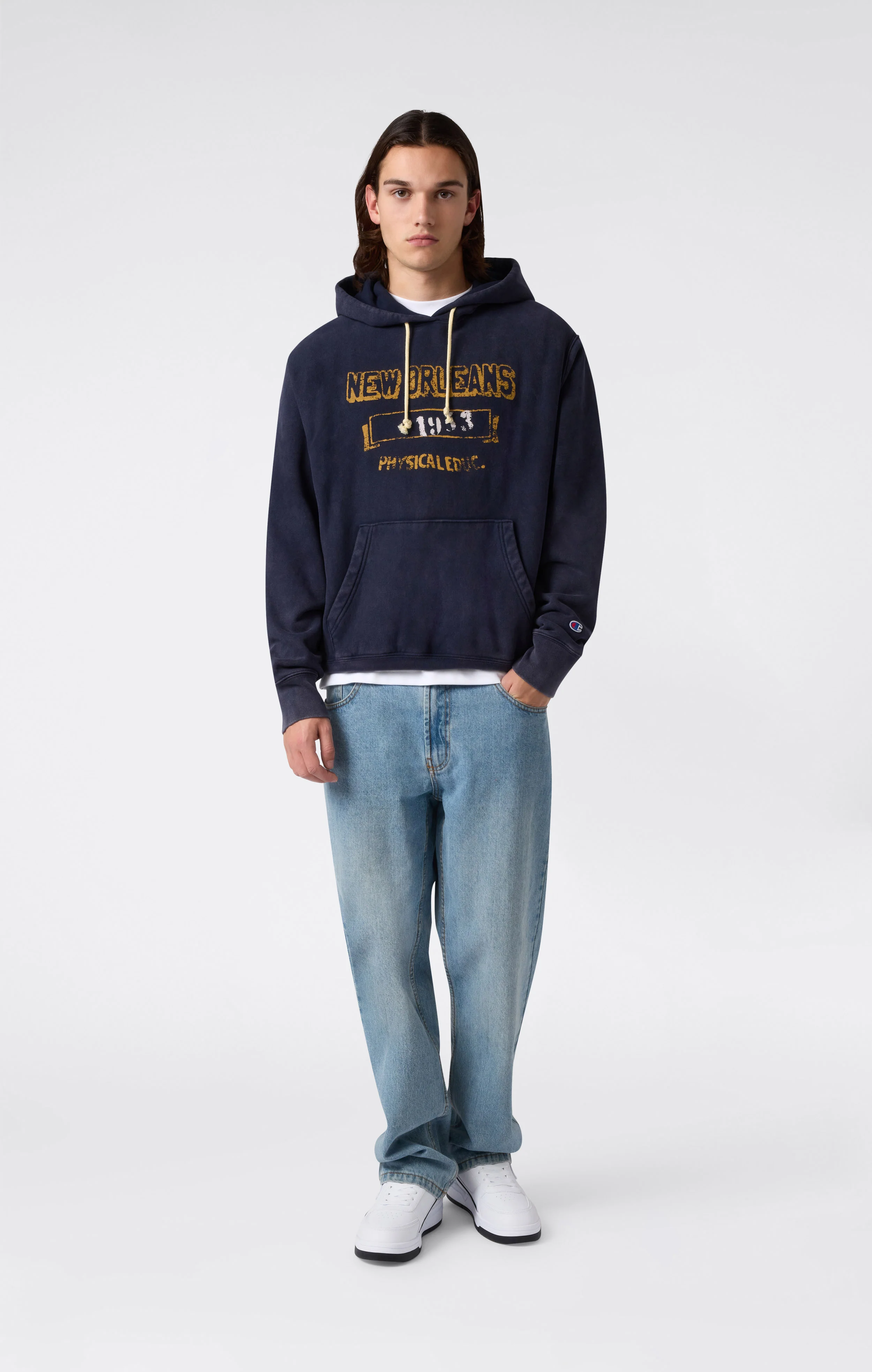 Heavyweight Men's Hooded Sweatshirt with Brushed Interior and Print Reverse Weave - Image 4