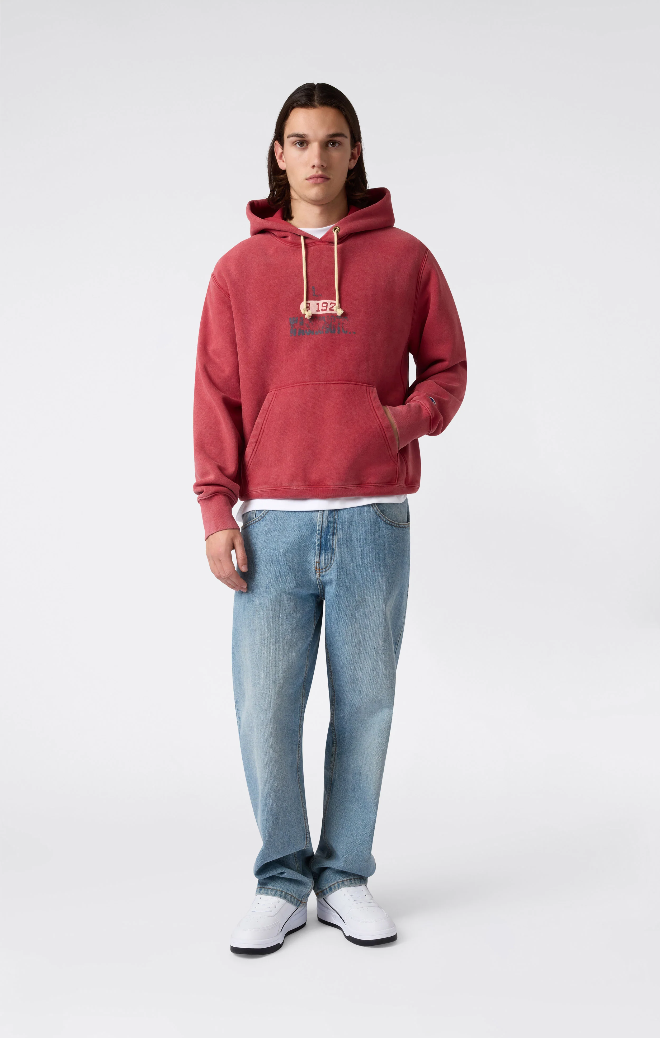 Heavyweight Men's Hooded Sweatshirt with Brushed Interior and Print Reverse Weave - Image 4