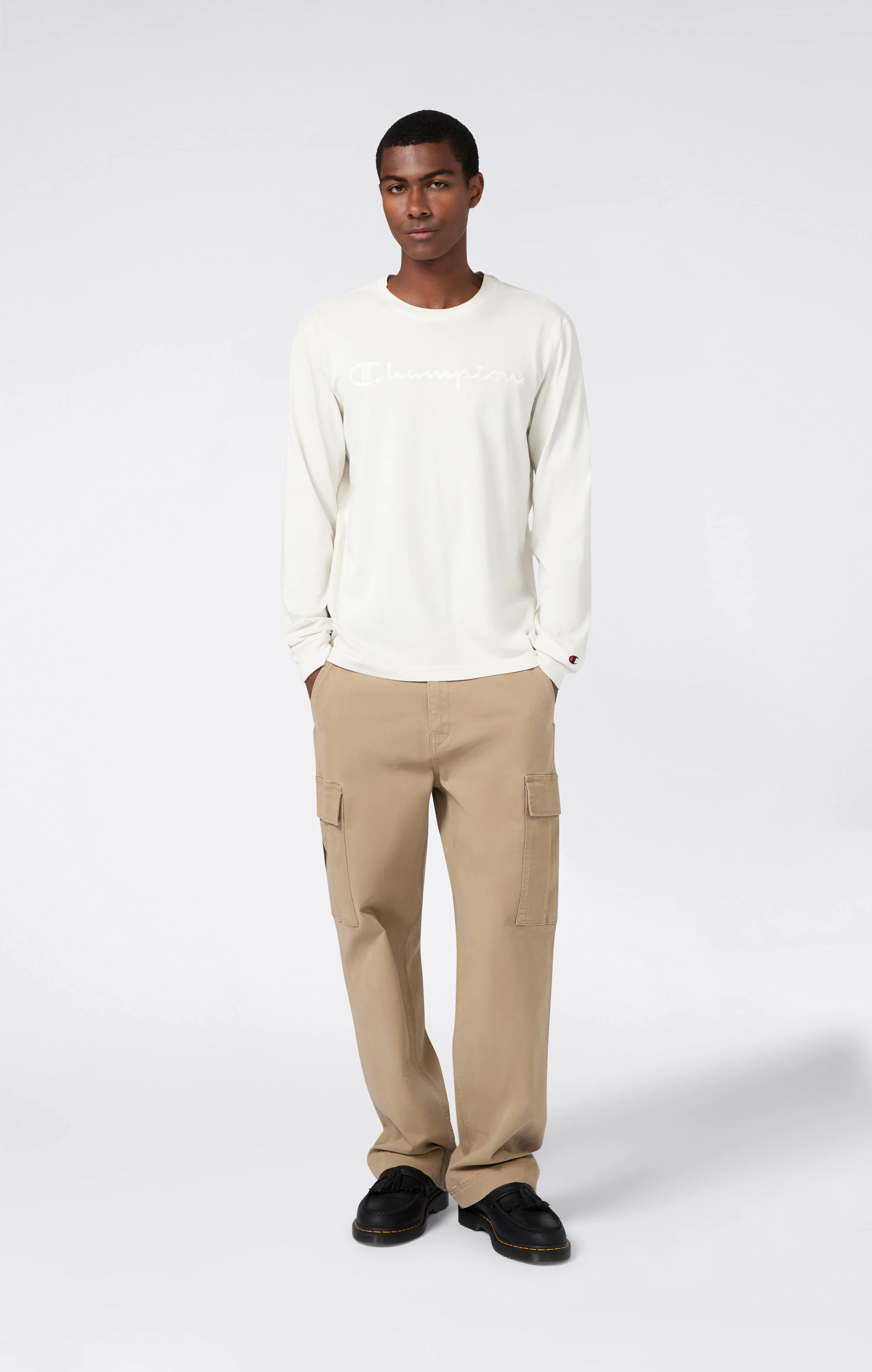 Men’s Crewneck Long Sleeve With Big Embroidery Logo T-Shirt Icons - Image 2