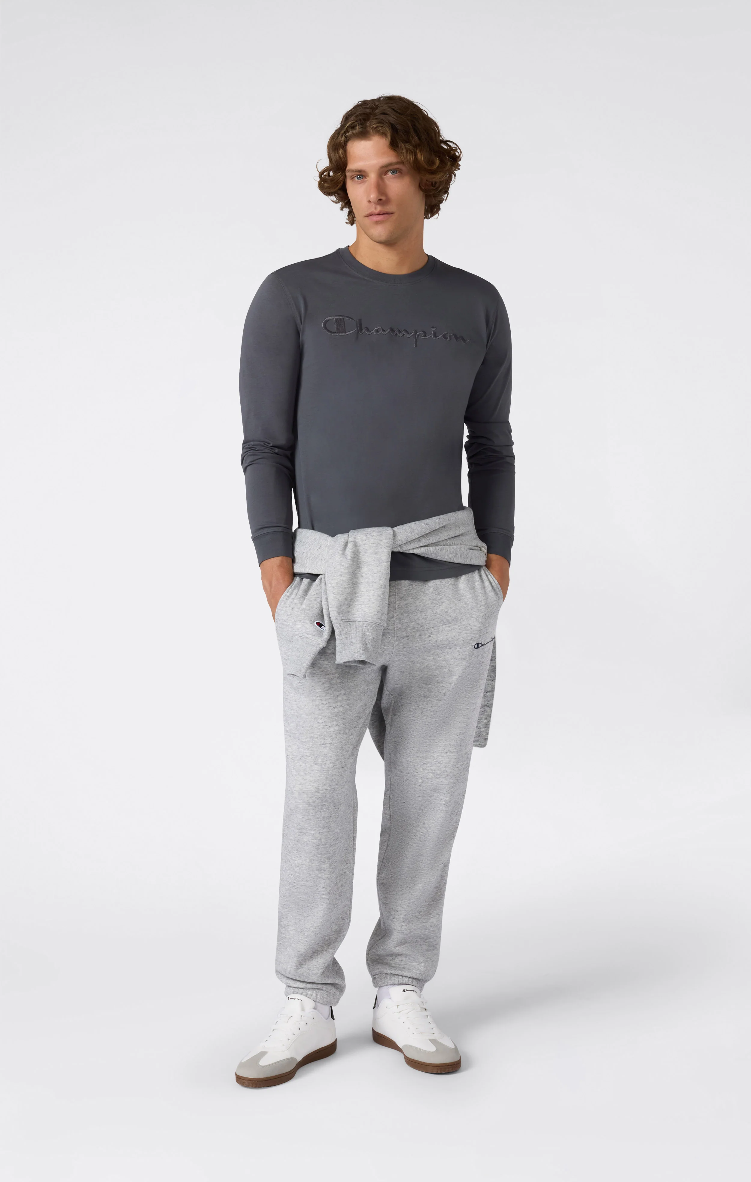 Men’s Crewneck Long Sleeve With Big Embroidery Logo T-Shirt Icons - Image 2