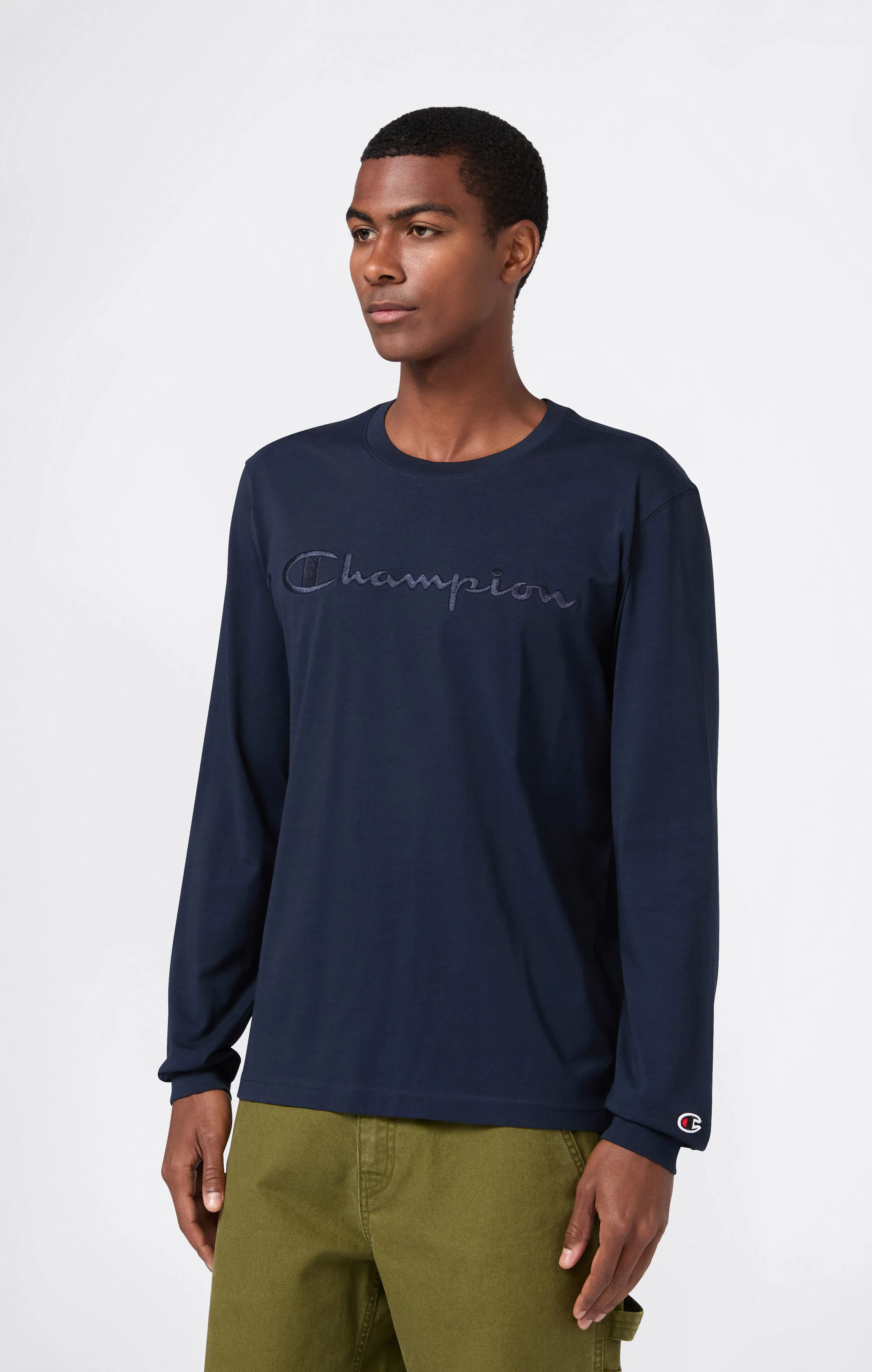 Men’s Crewneck Long Sleeve With Big Embroidery Logo T-Shirt Icons