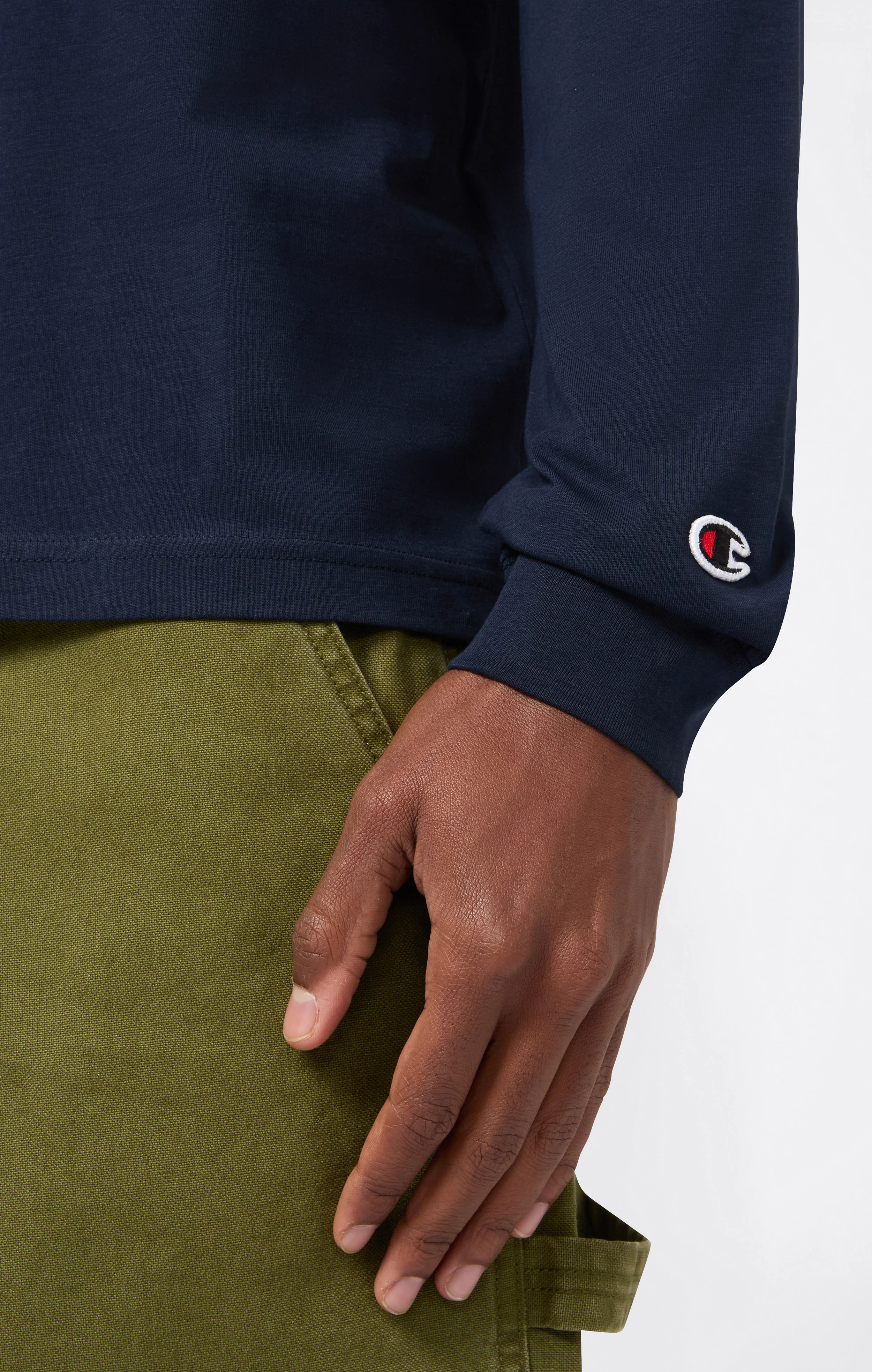 Men’s Crewneck Long Sleeve With Big Embroidery Logo T-Shirt Icons - Image 5