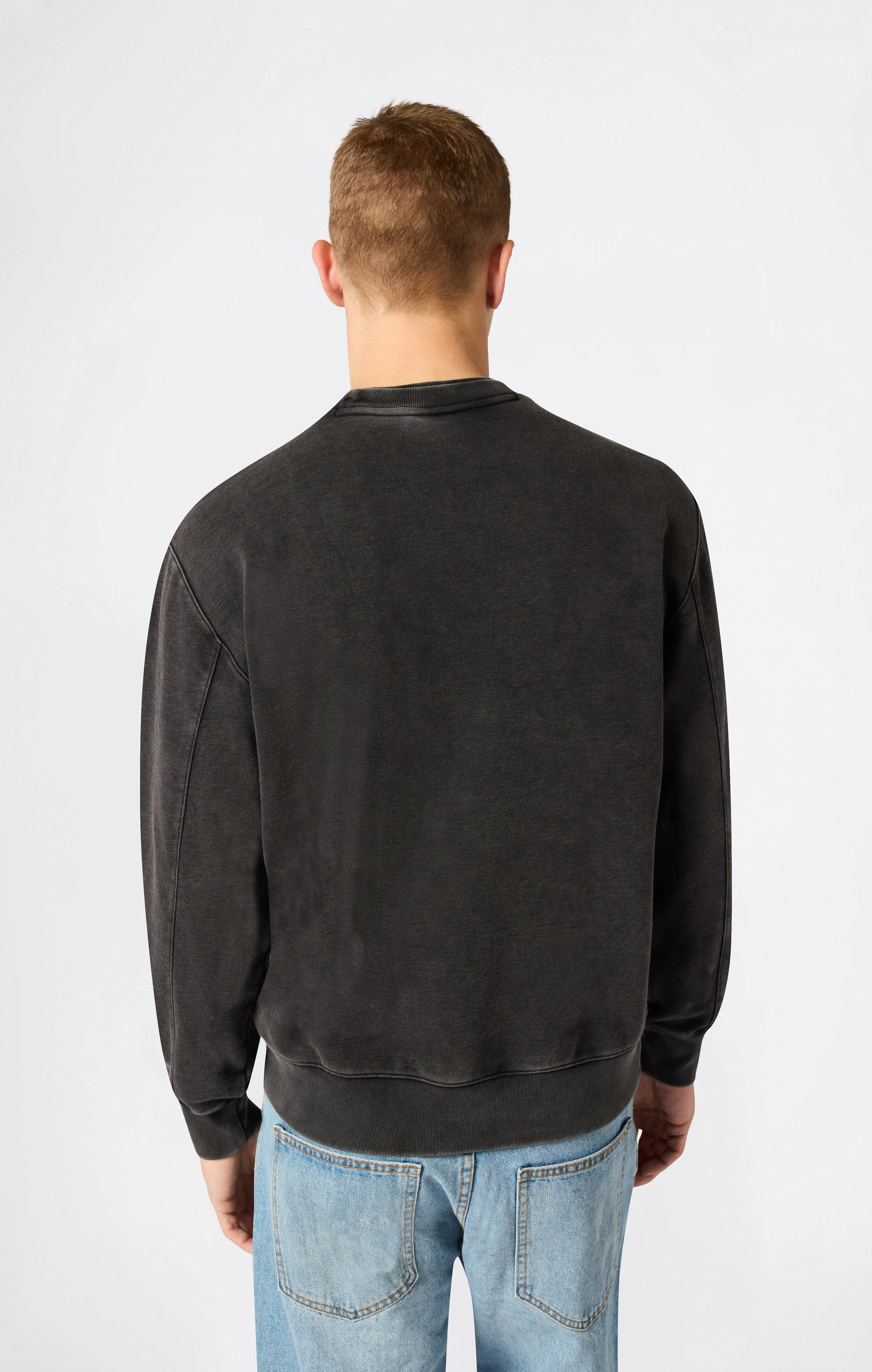 Men’s Crewneck Sweatshirt with Embroidered Logo and Washed Effect Icons - Image 3