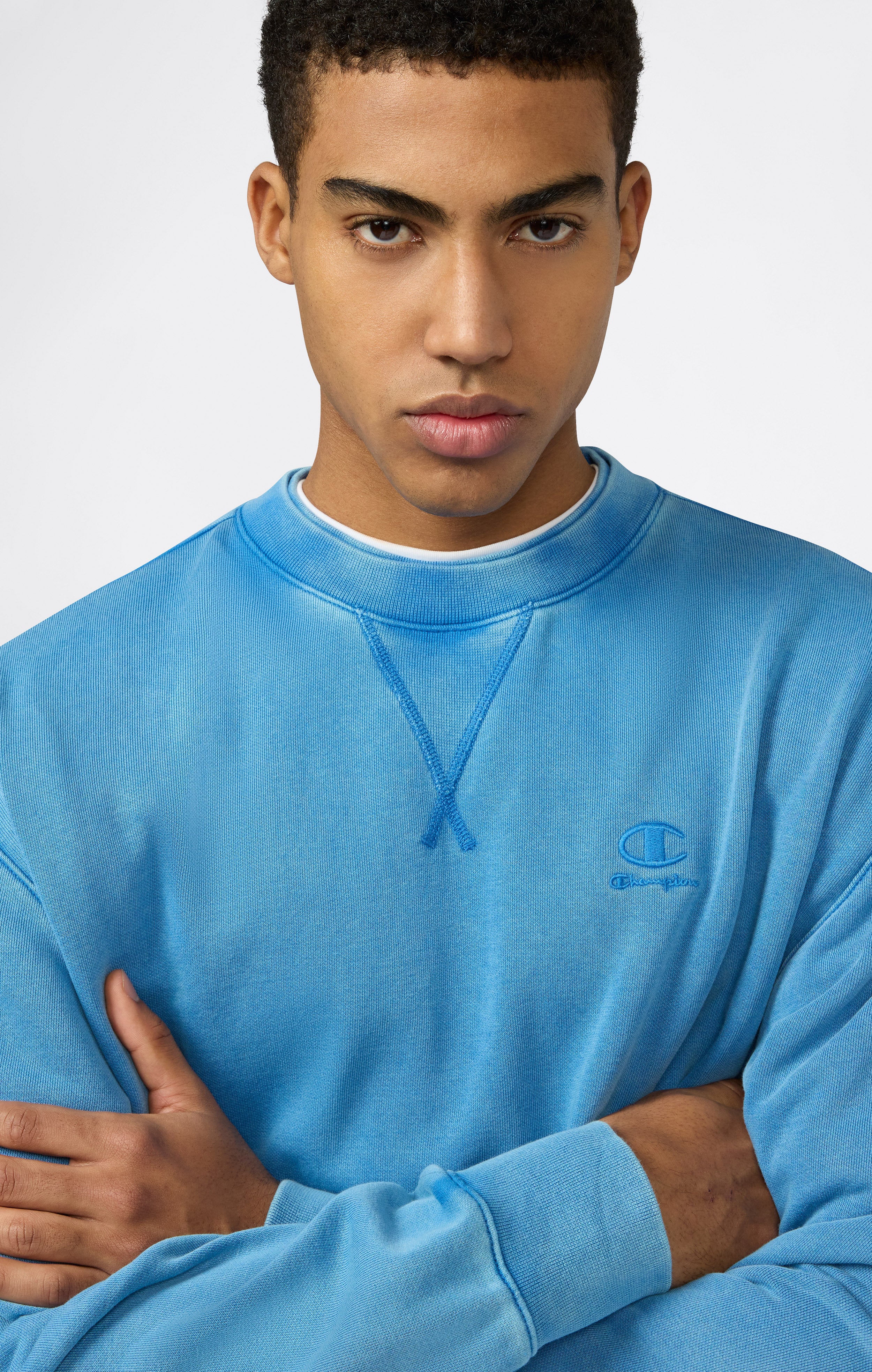 Men’s Crewneck Sweatshirt with Embroidered Logo and Washed Effect Icons - Image 4