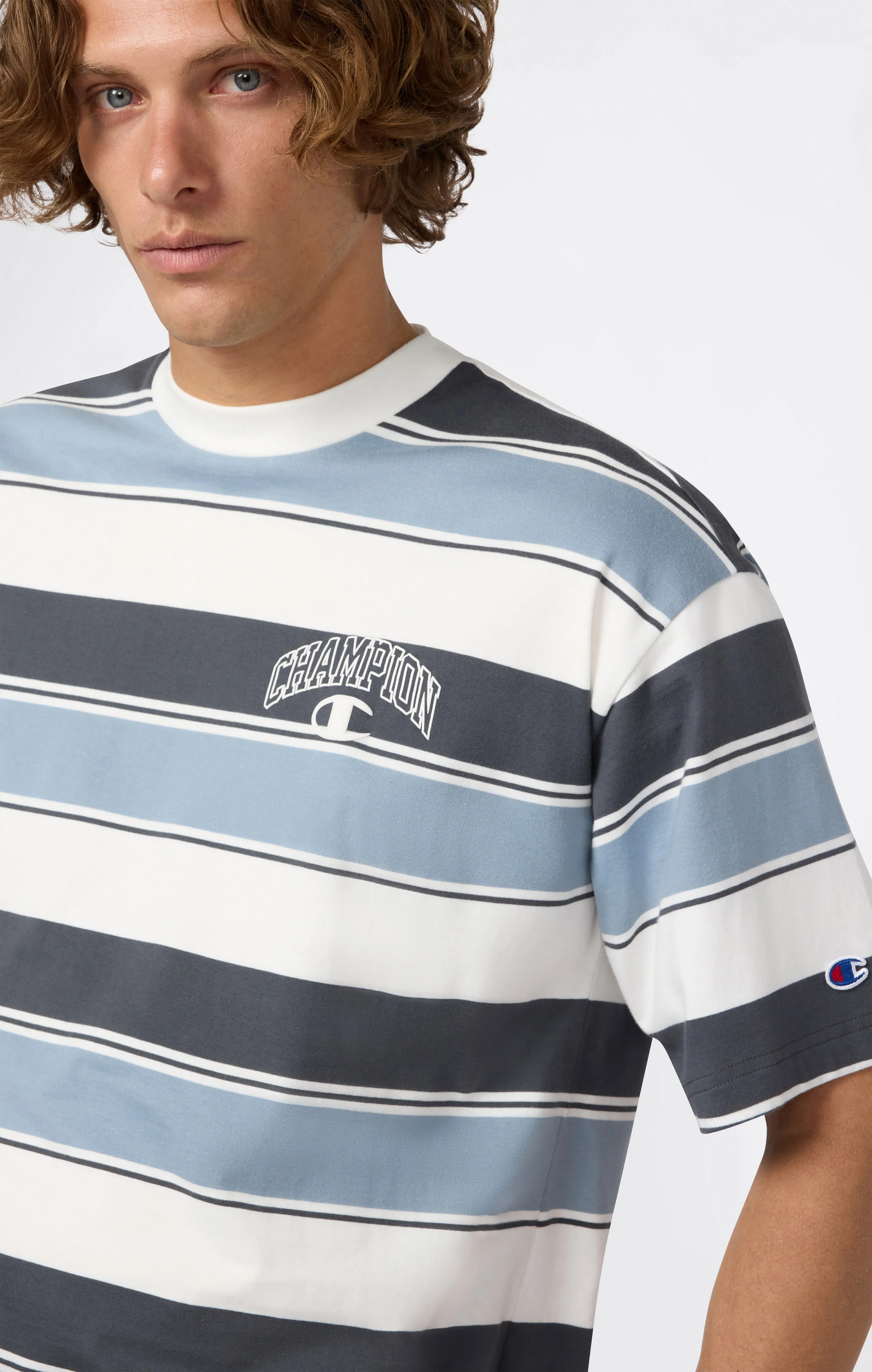 Men’s Crewneck T-Shirt Street Varsity Striped - Image 2