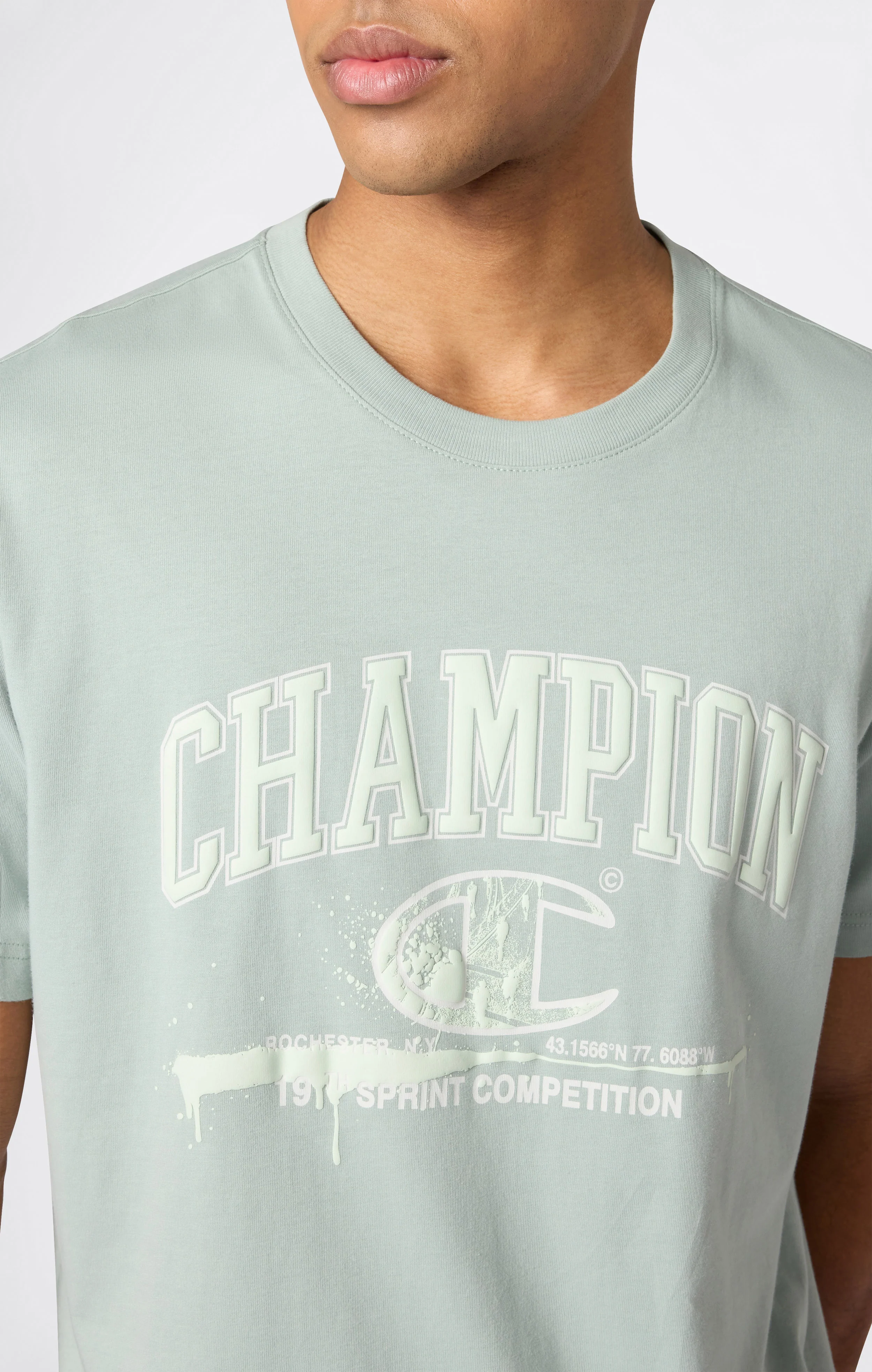Men’s Crewneck T-Shirt With Puff Print Graphic - Image 3