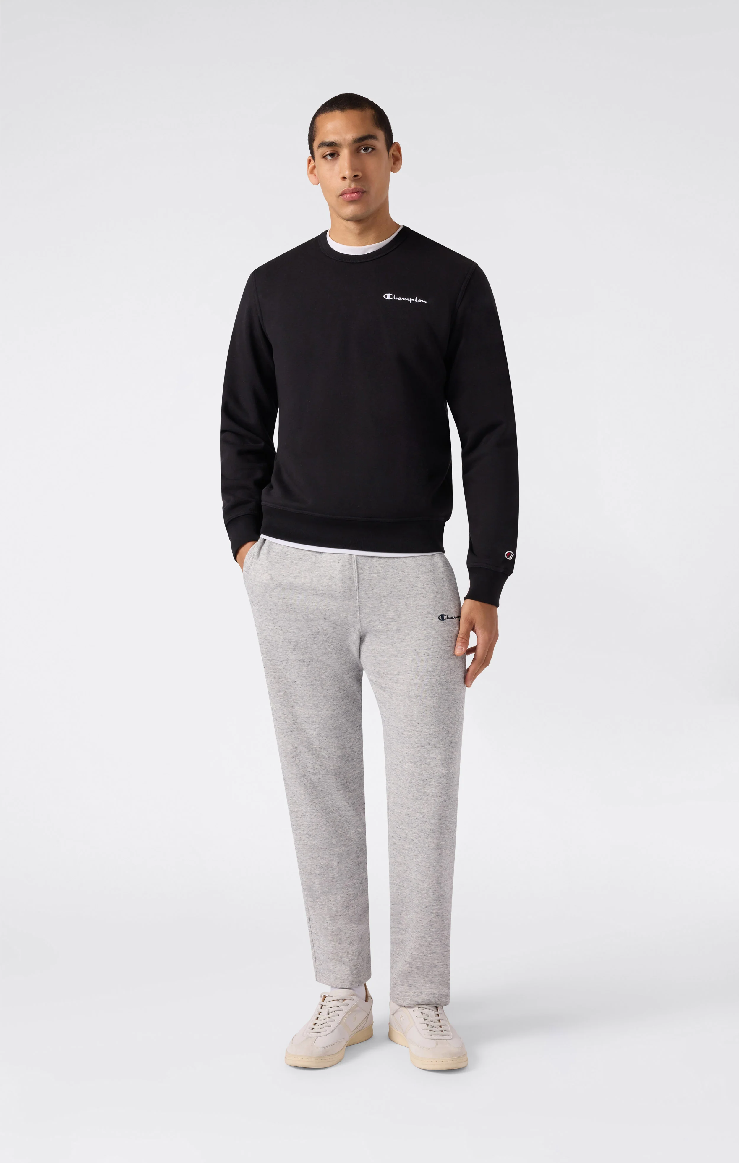 Men’s Fleece Crewneck Sweatshirt with Small Embroidered Logo Icons - Image 2