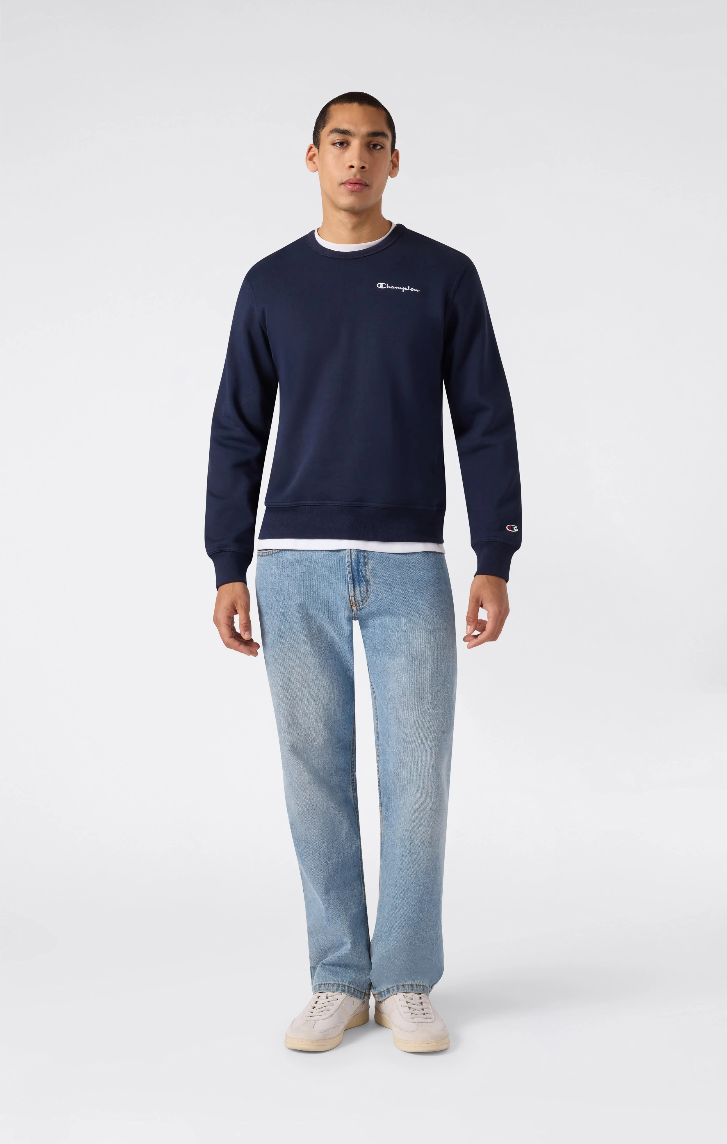 Men’s Fleece Crewneck Sweatshirt with Small Embroidered Logo Icons - Image 2