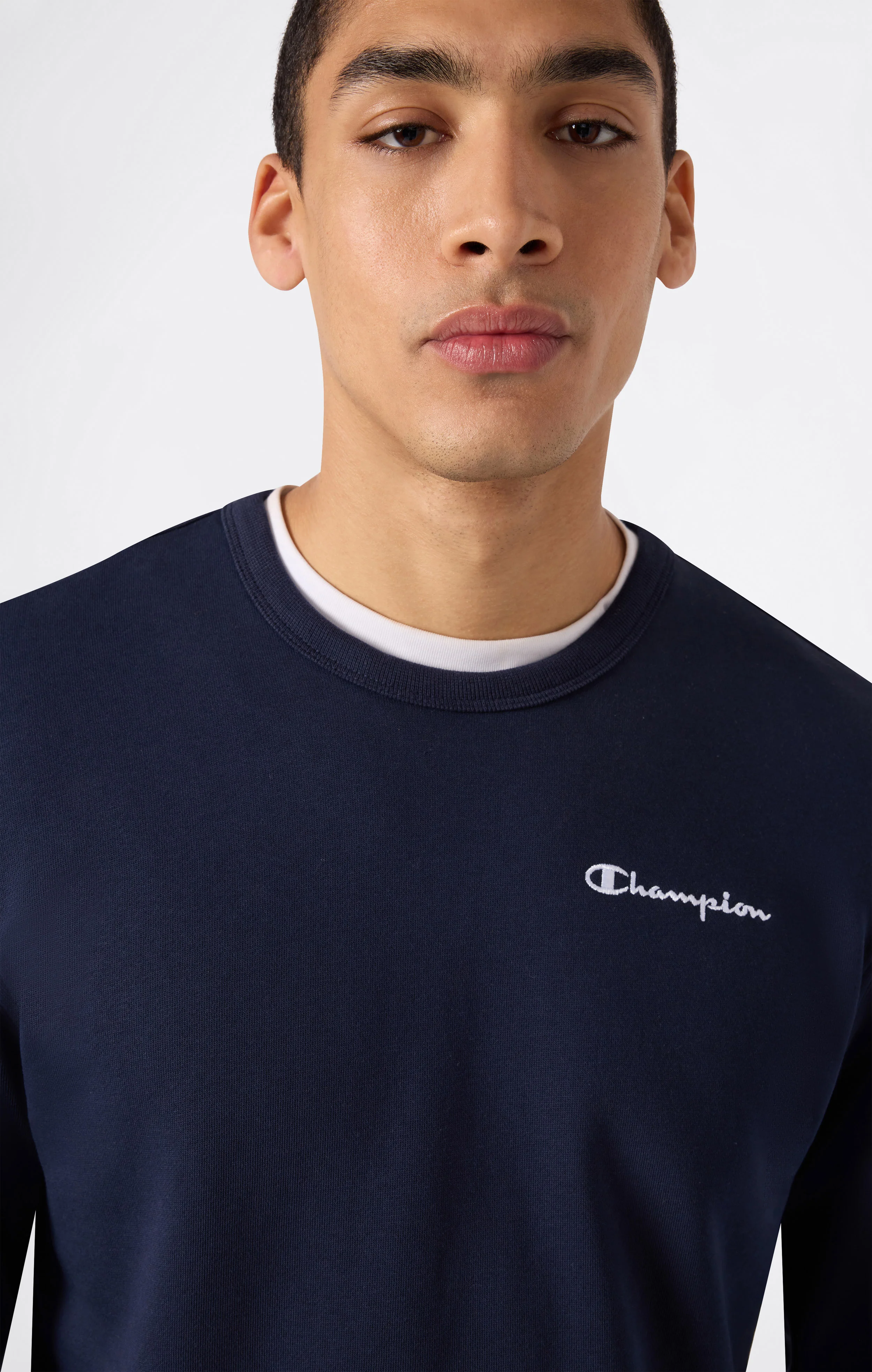 Men’s Fleece Crewneck Sweatshirt with Small Embroidered Logo Icons - Image 3