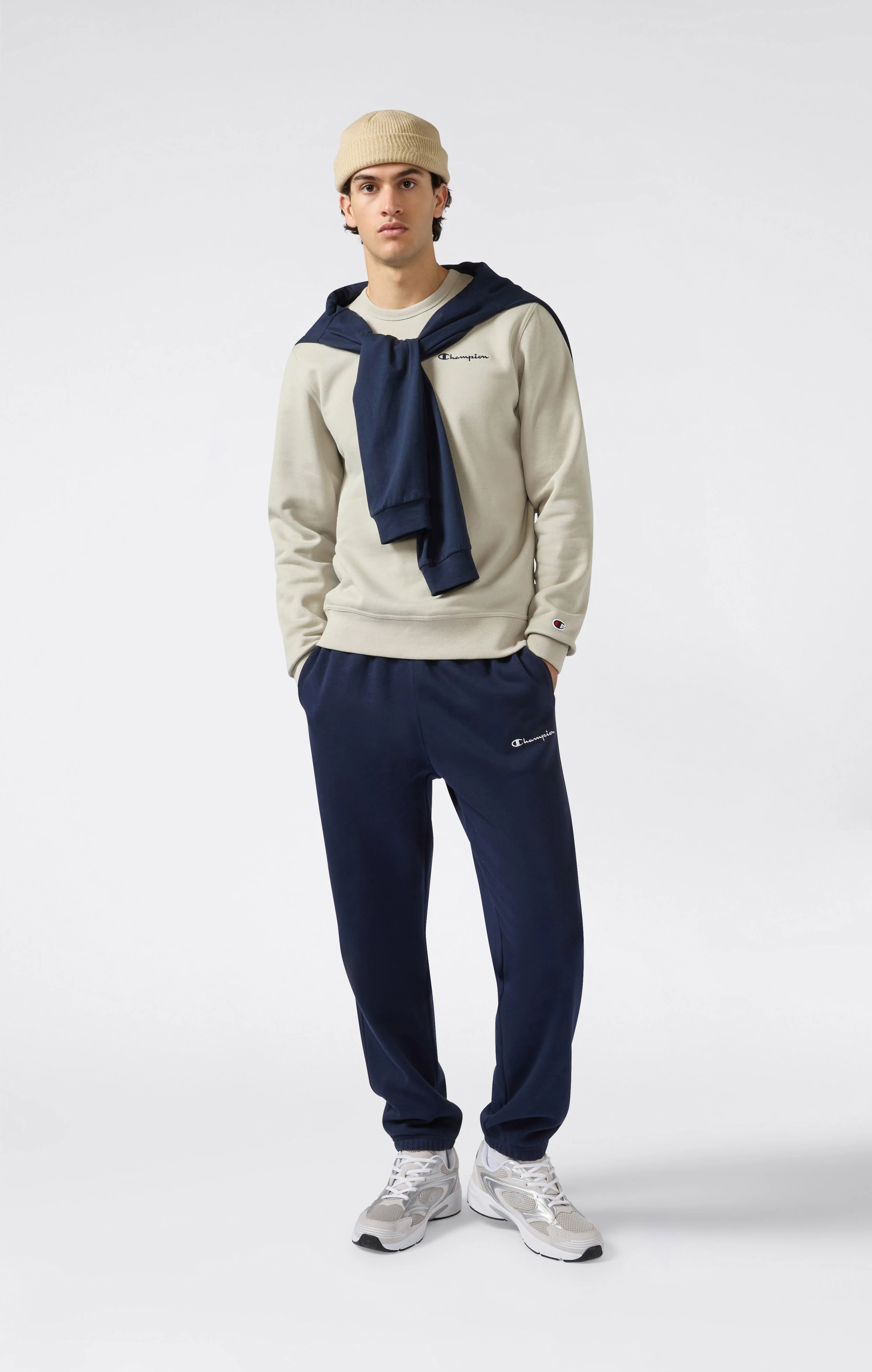 Men’s Fleece Crewneck Sweatshirt with Small Embroidered Logo Icons - Image 2