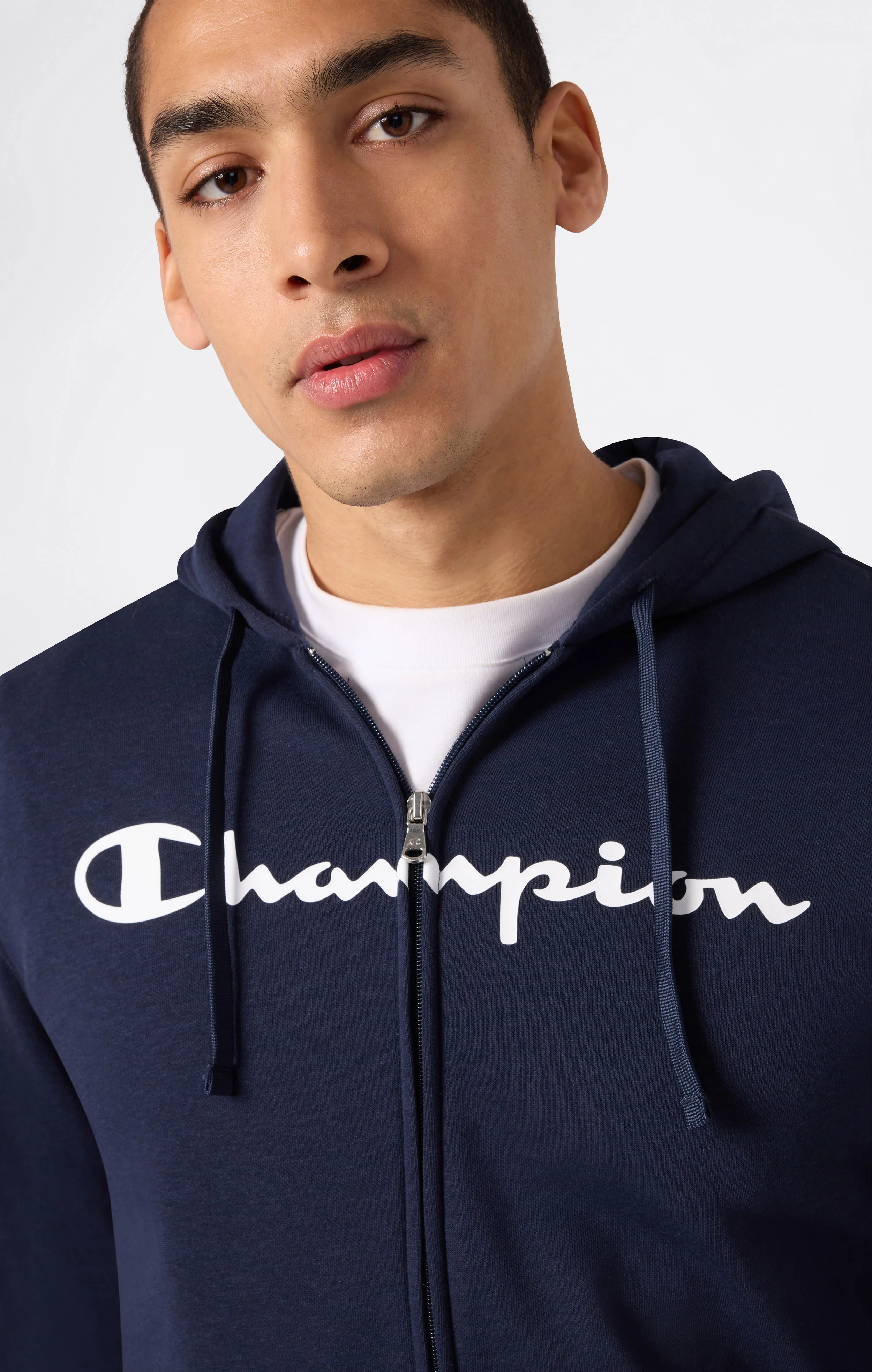 Men’s Fleece Full Zip Hoodie Script Logo - Image 3