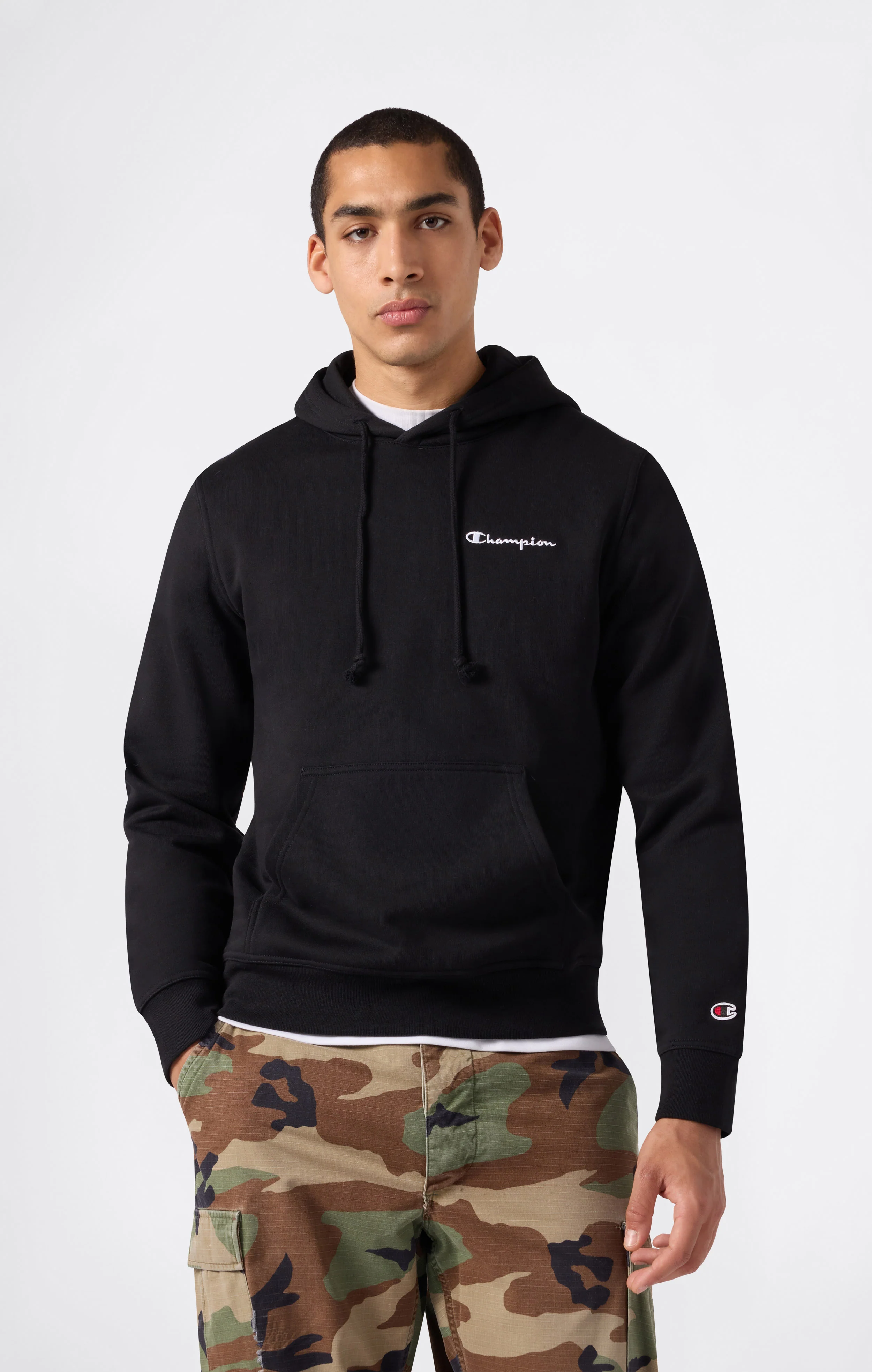 Men’s Fleece Hoodie with Small Embroidered Logo Icons