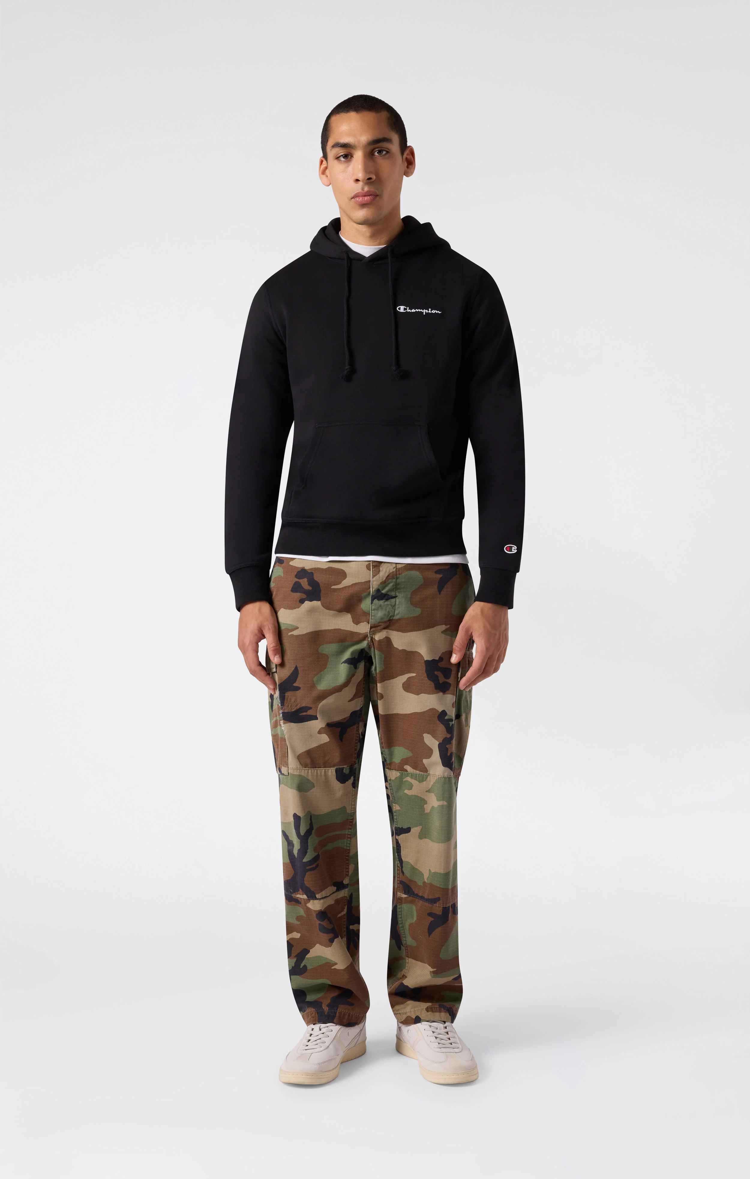 Men’s Fleece Hoodie with Small Embroidered Logo Icons - Image 2