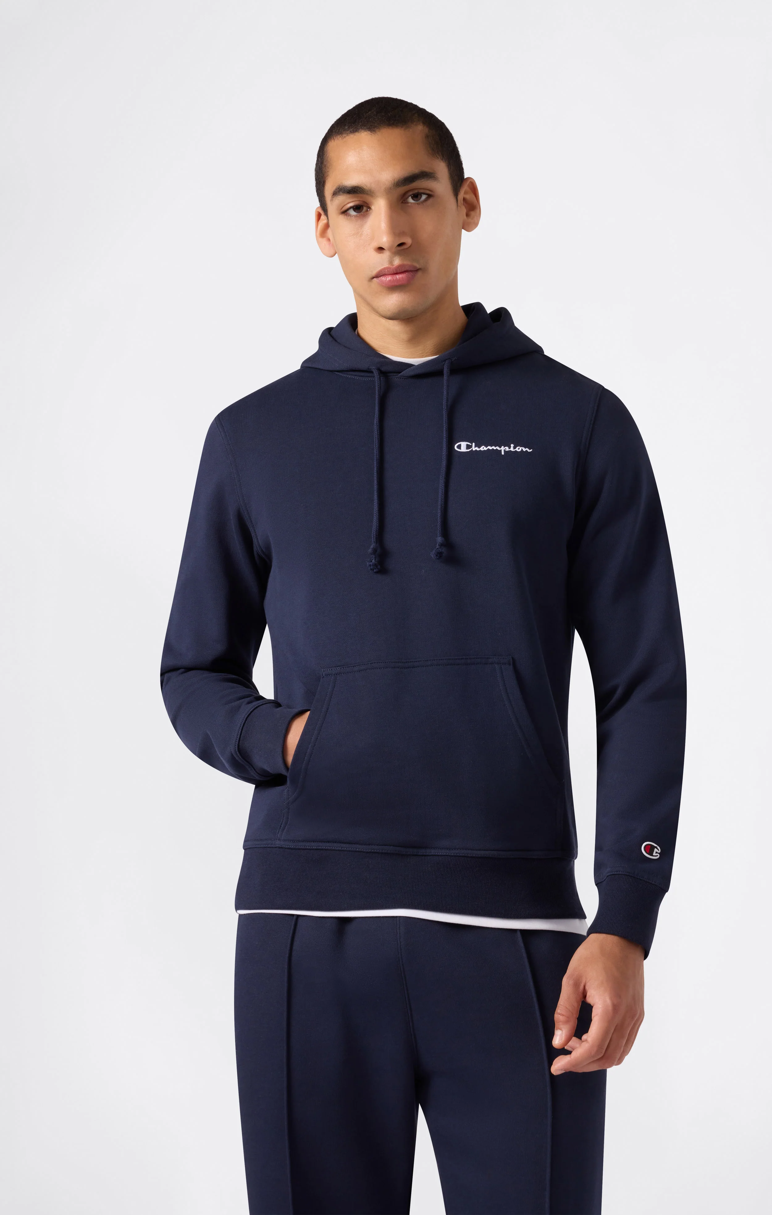Men’s Fleece Hoodie with Small Embroidered Logo Icons
