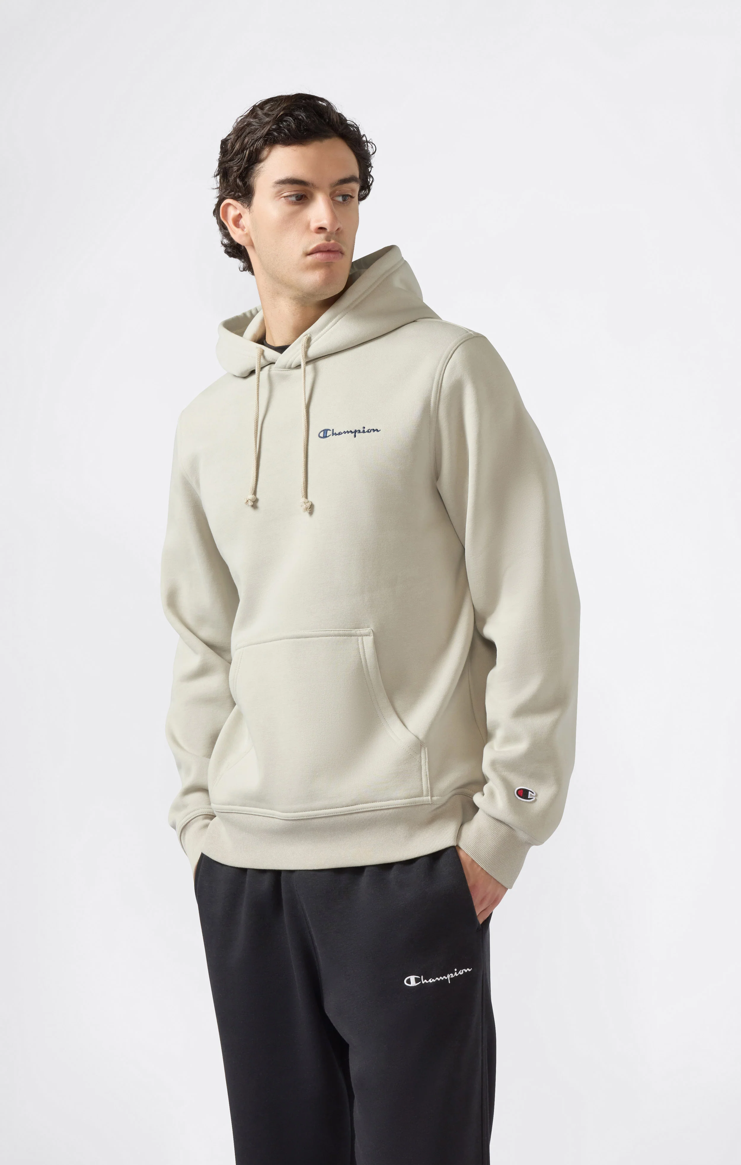 Men’s Fleece Hoodie with Small Embroidered Logo Icons