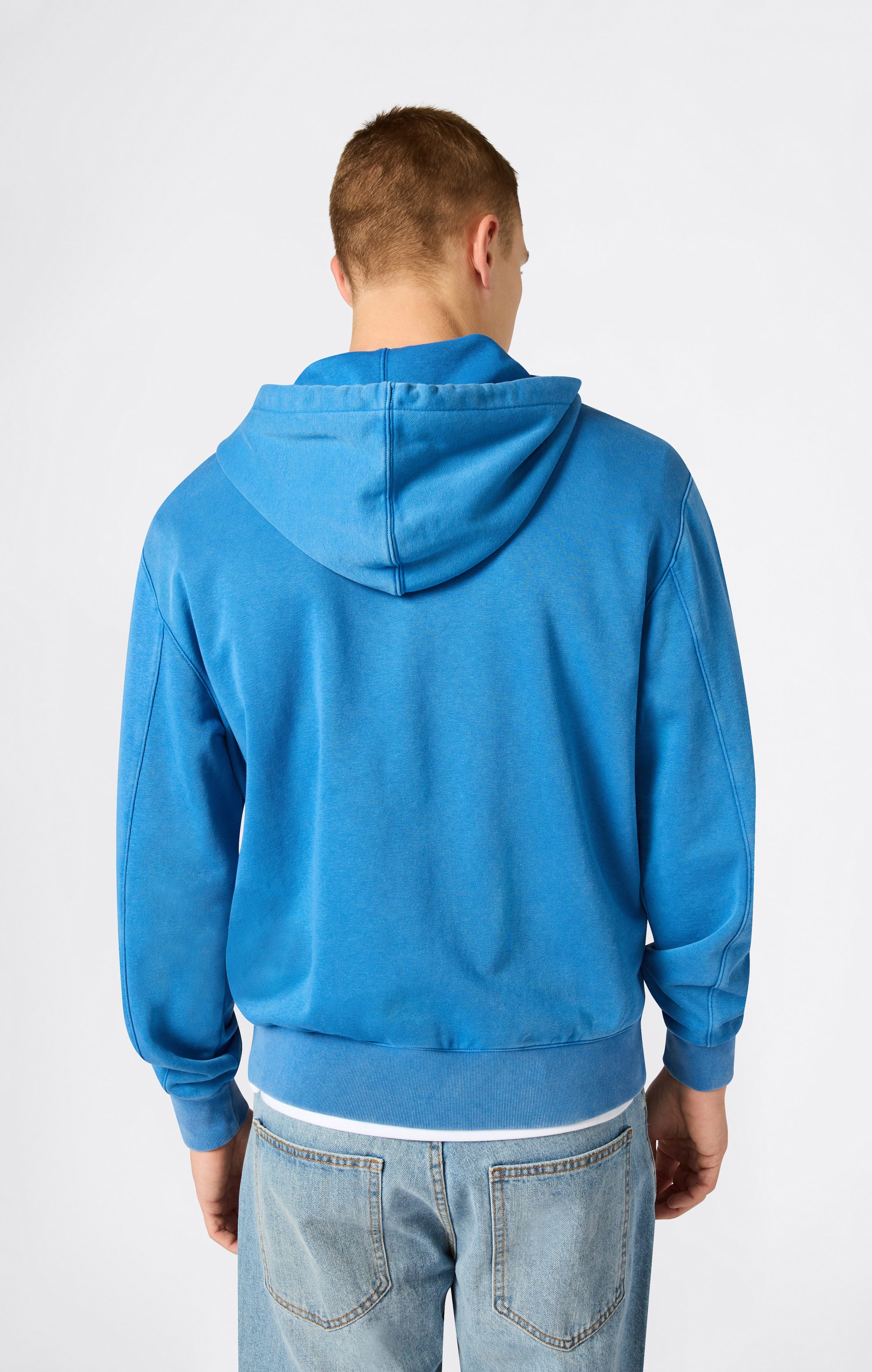 Men’s Full Zip Hooded Sweatshirt with Embroidered Logo and Washed Effect Icons - Image 3
