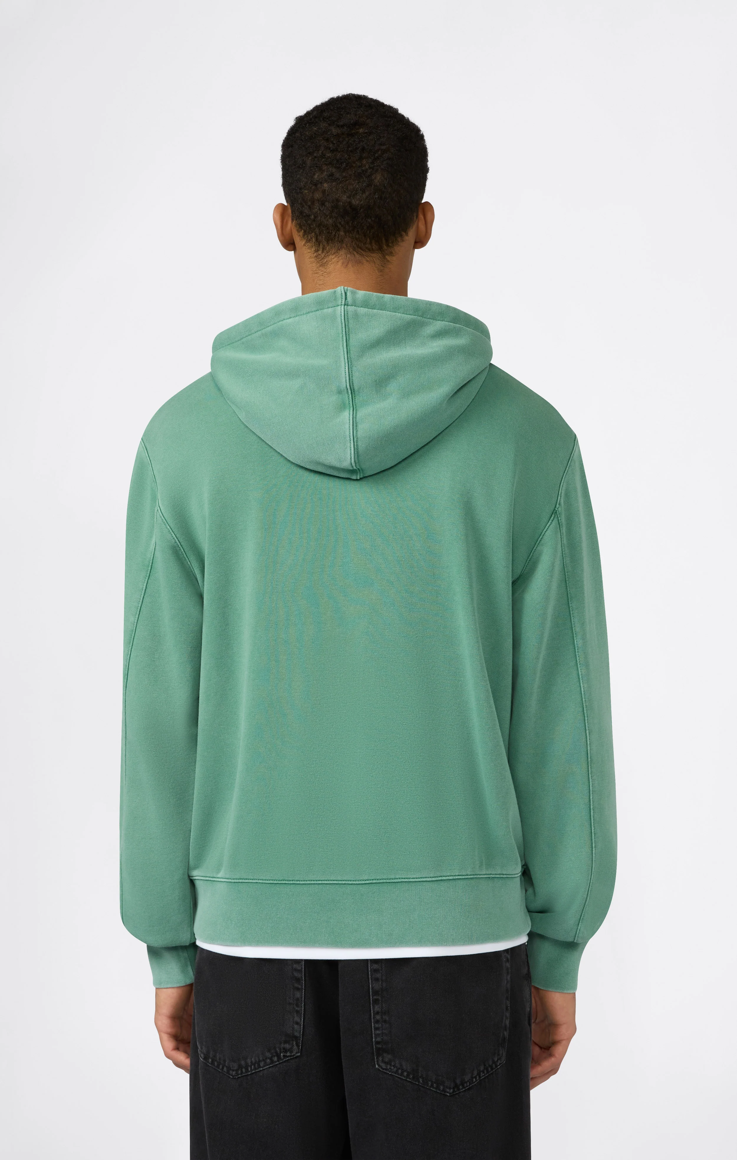 Men’s Full Zip Hooded Sweatshirt with Embroidered Logo and Washed Effect Icons - Image 3