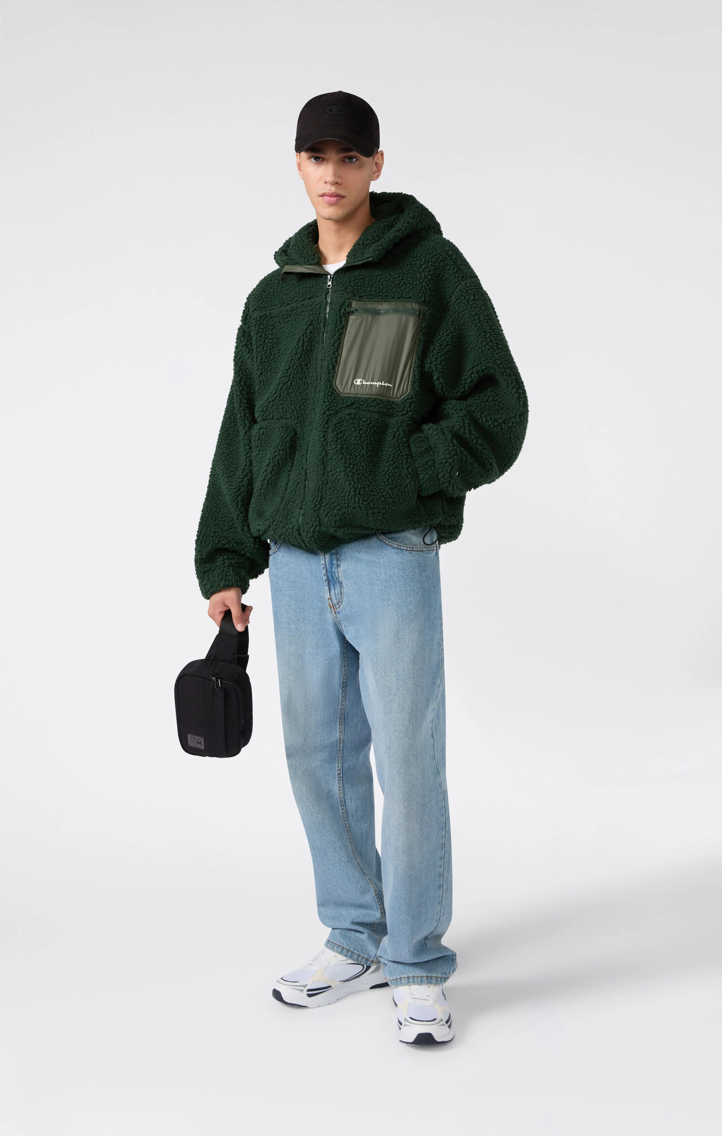 Men’s Full Zip Polar Teddy Hooded Jacket - Image 2