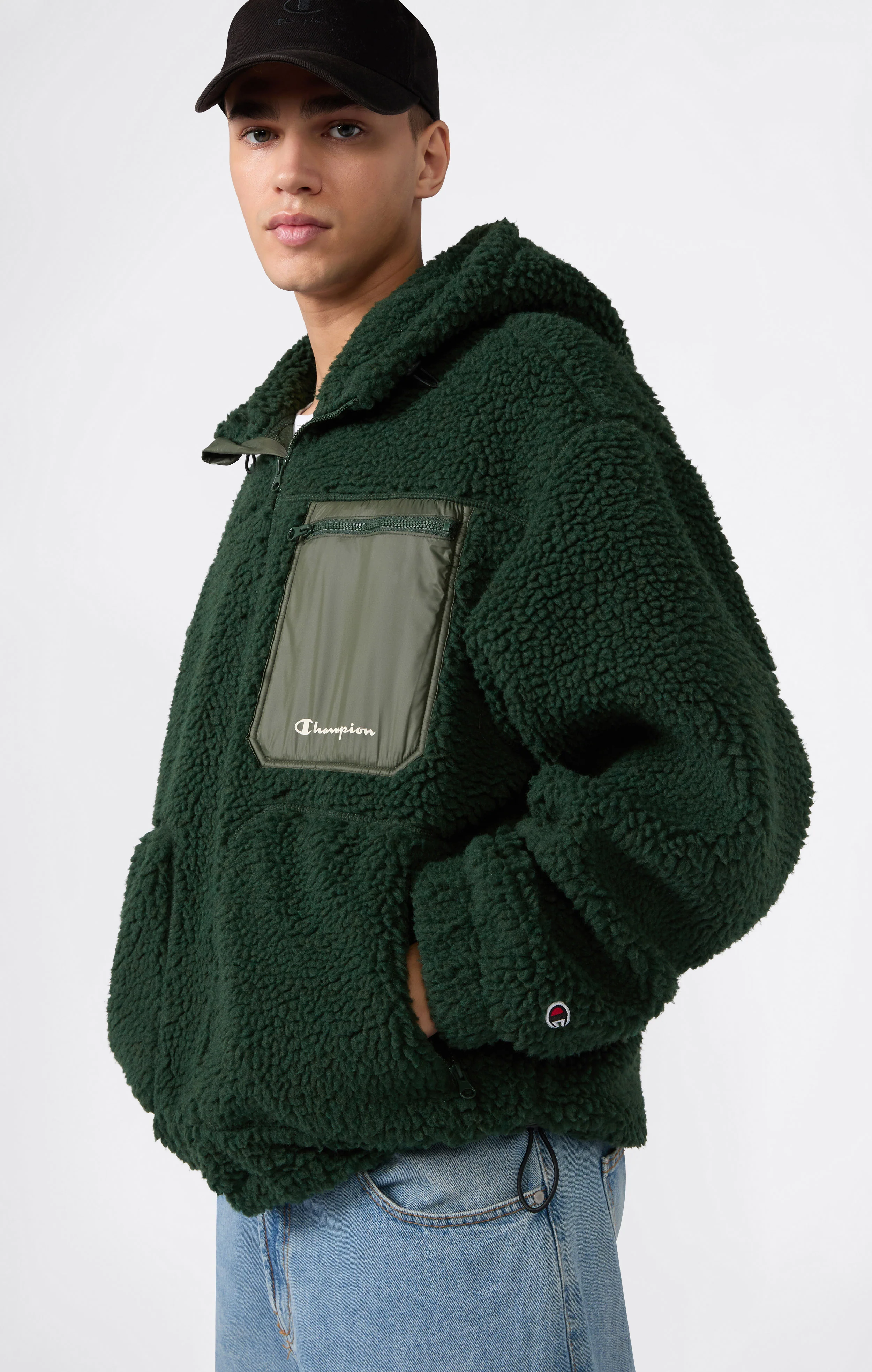 Men’s Full Zip Polar Teddy Hooded Jacket - Image 4