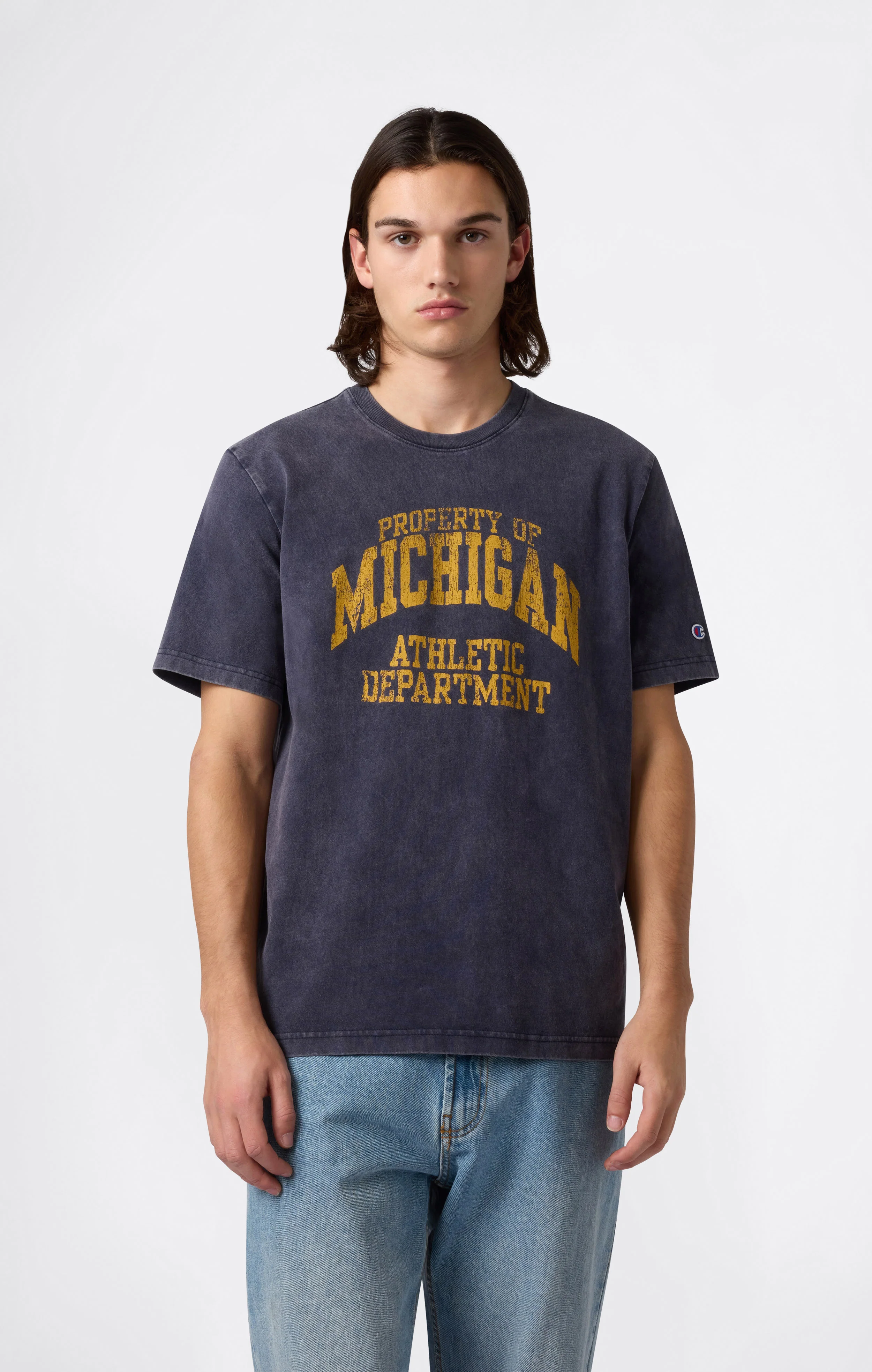 Men’s Heavy Cotton T-Shirt with Reverse Weave Print