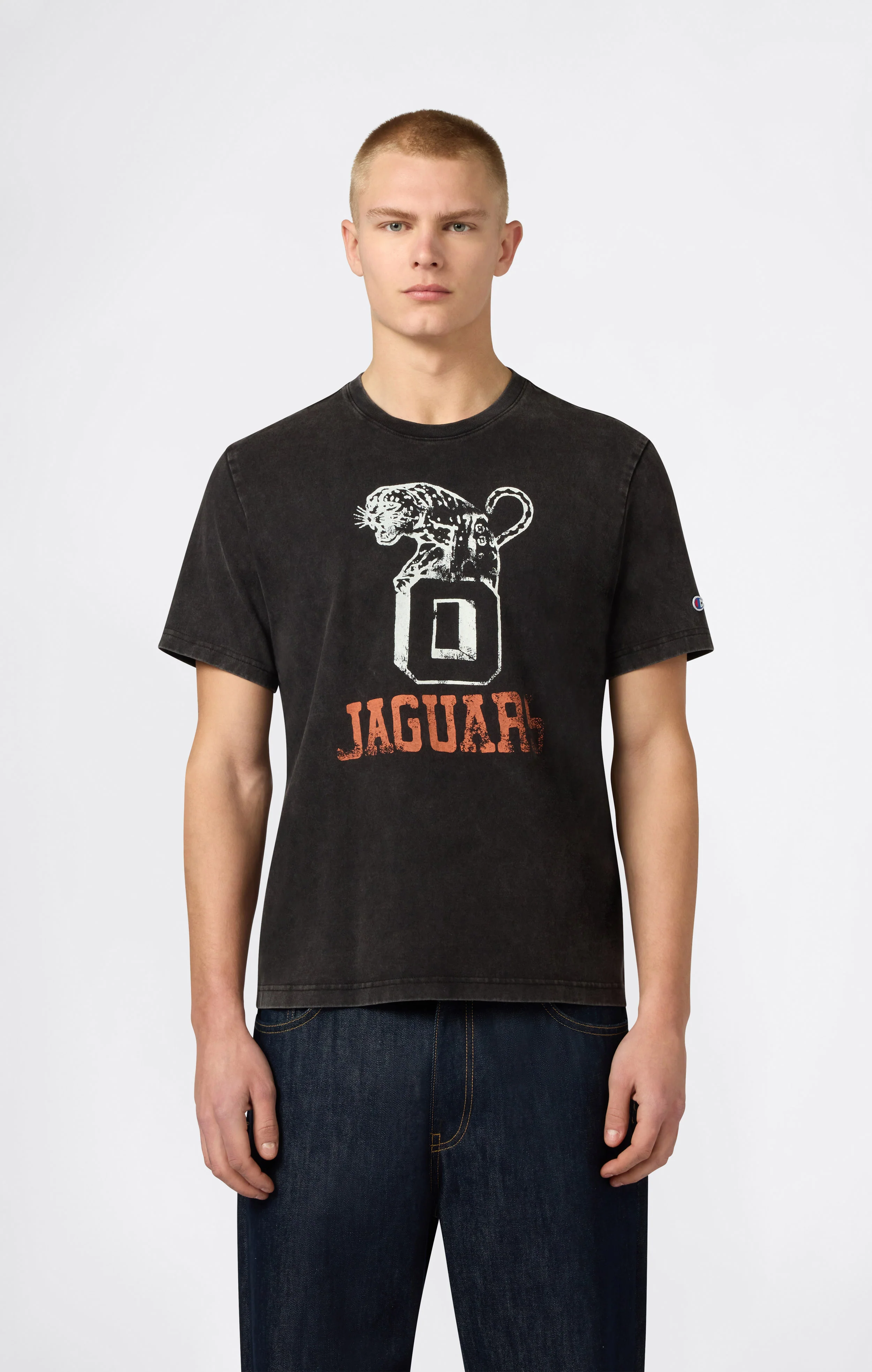 Men’s Heavyweight Cotton T-shirt with Reverse Weave Print