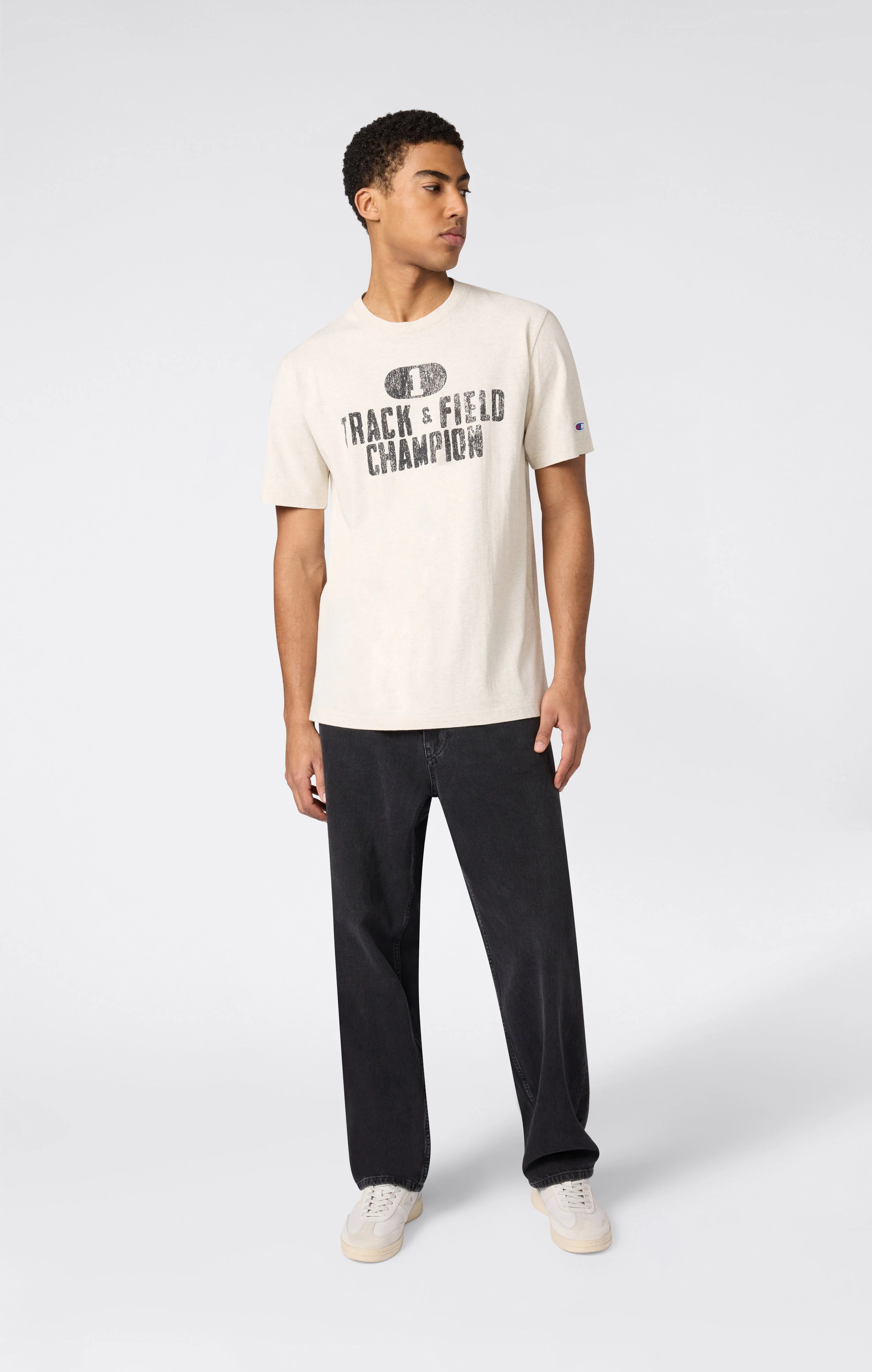 Men’s Heavyweight Cotton T-shirt with Reverse Weave Print - Image 2