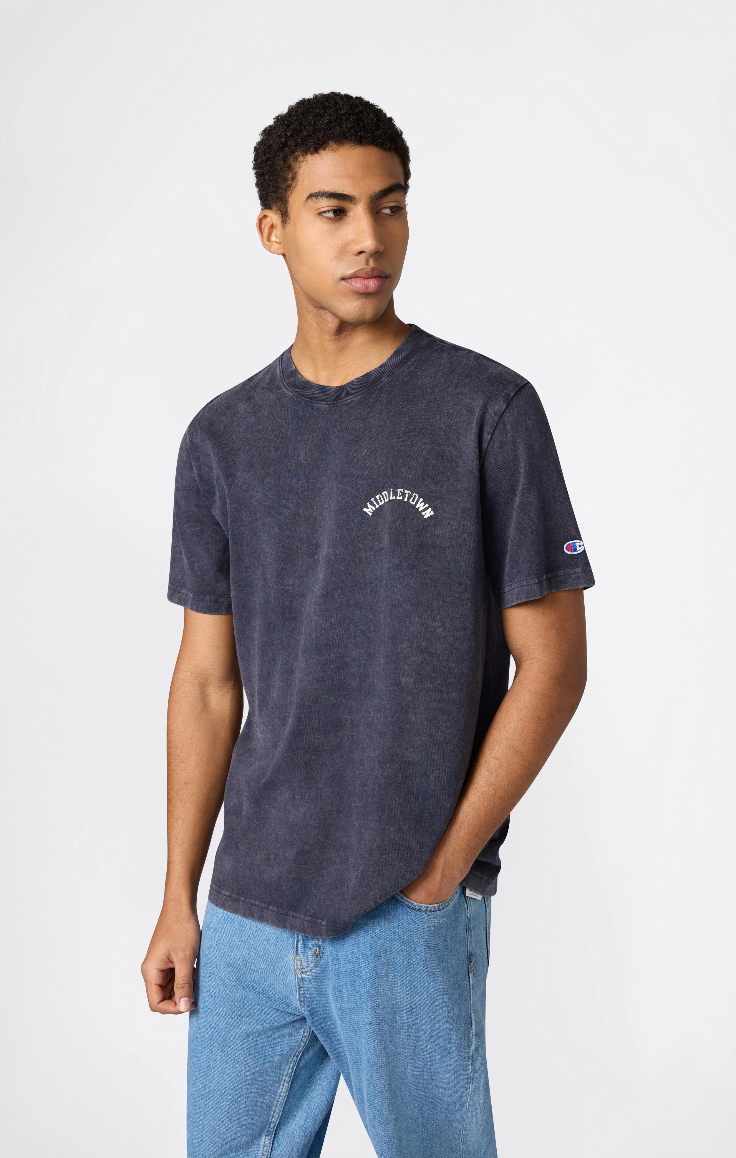 Men’s Heavyweight Cotton T-shirt with Reverse Weave Print - Image 2