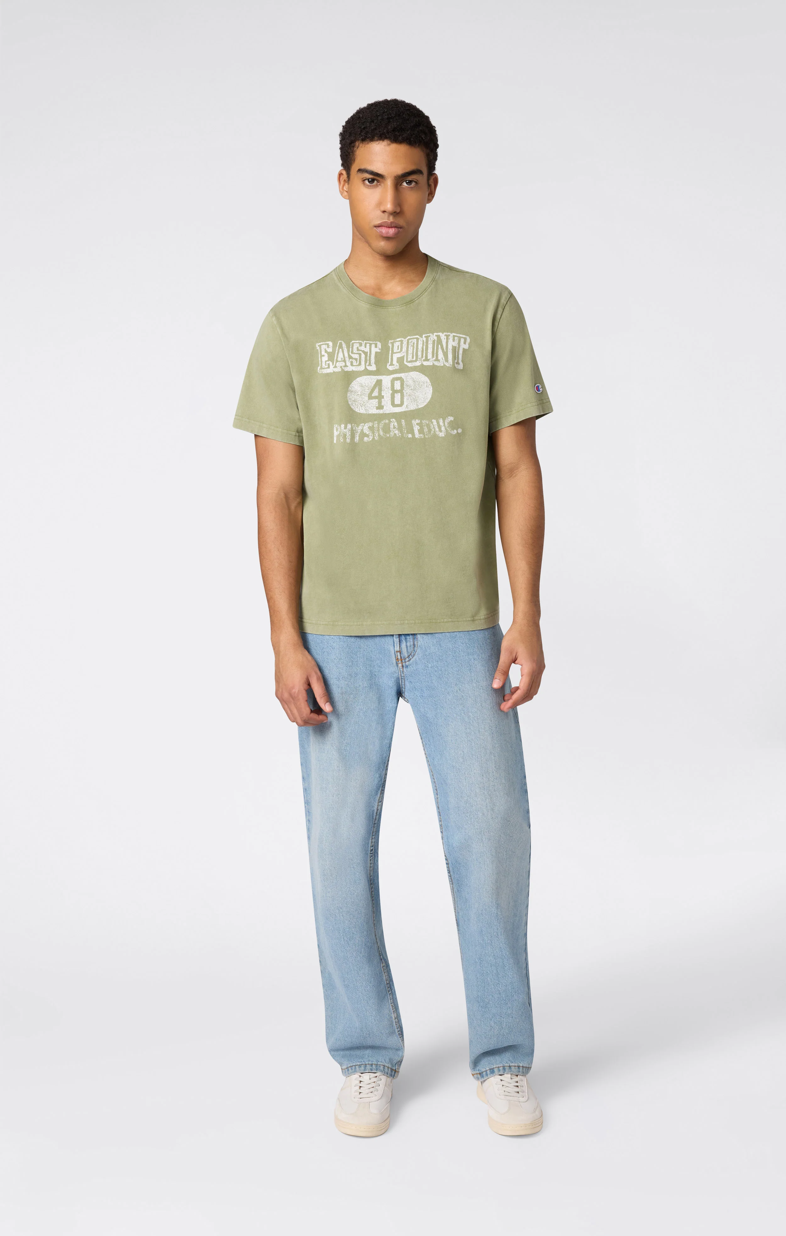 Men’s Heavyweight Cotton T-shirt with Reverse Weave Print - Image 2