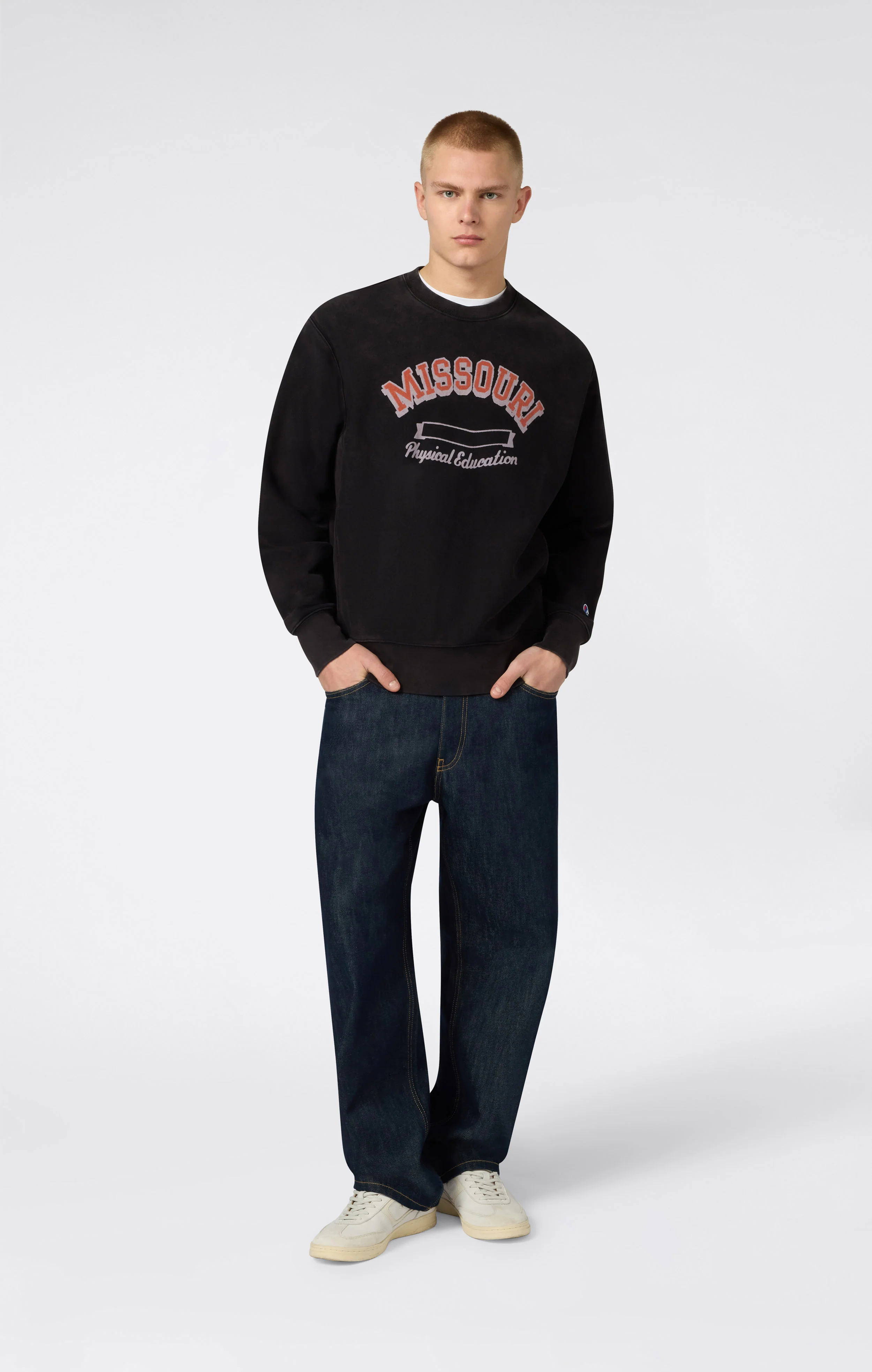 Men’s Heavyweight Crewneck Sweatshirt with Brushed Interior and Print Reverse Weave - Image 2