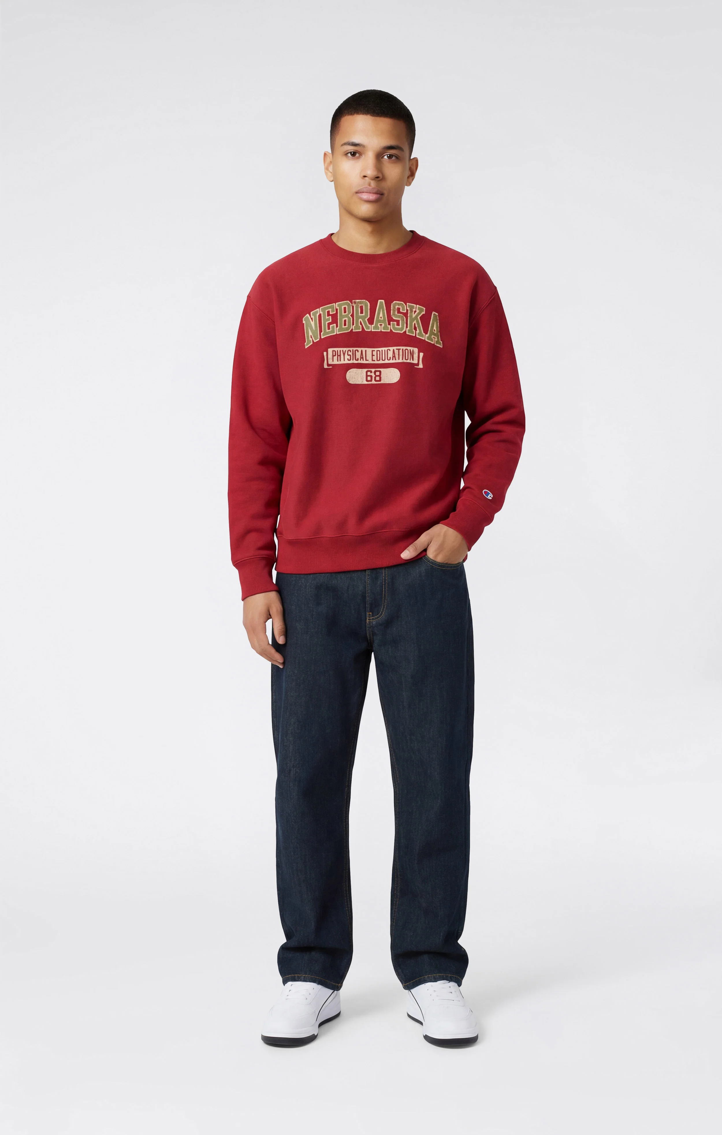 Men’s Heavyweight Crewneck Sweatshirt with Brushed Interior and Print Reverse Weave - Image 2
