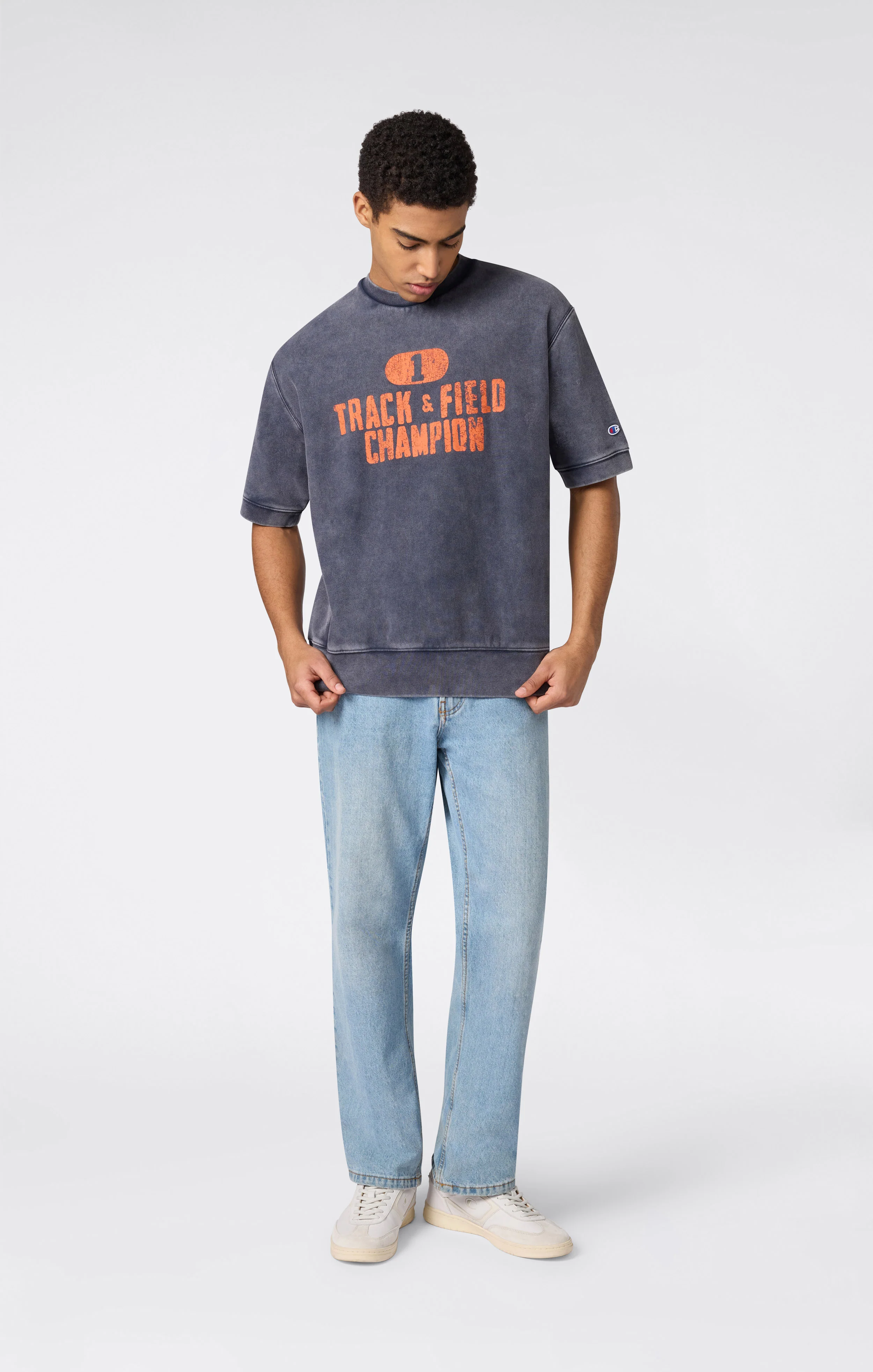 Men’s Heavyweight Short Sleeve Sweatshirt with Brushed Interior and Print Reverse Weave - Image 2