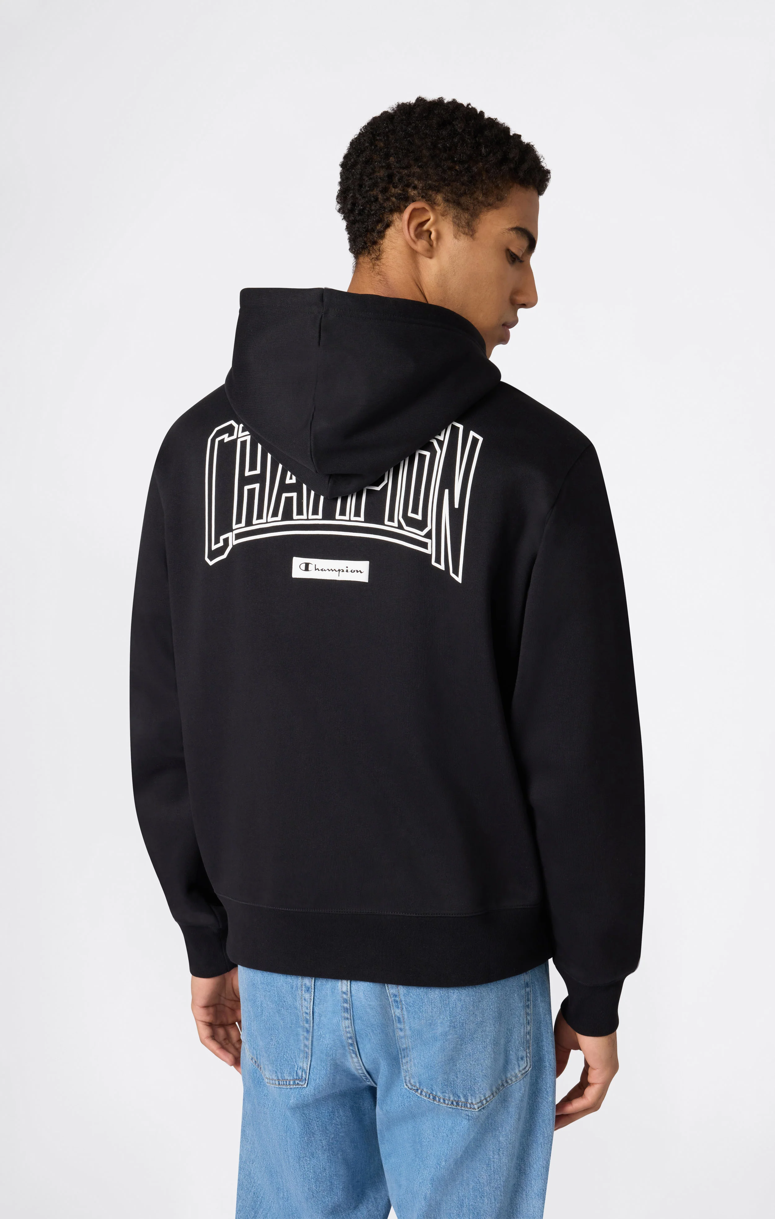 Men’s Hooded Full Zip Sweatshirt With Brushed Interior And Puff Print Logo - Image 4