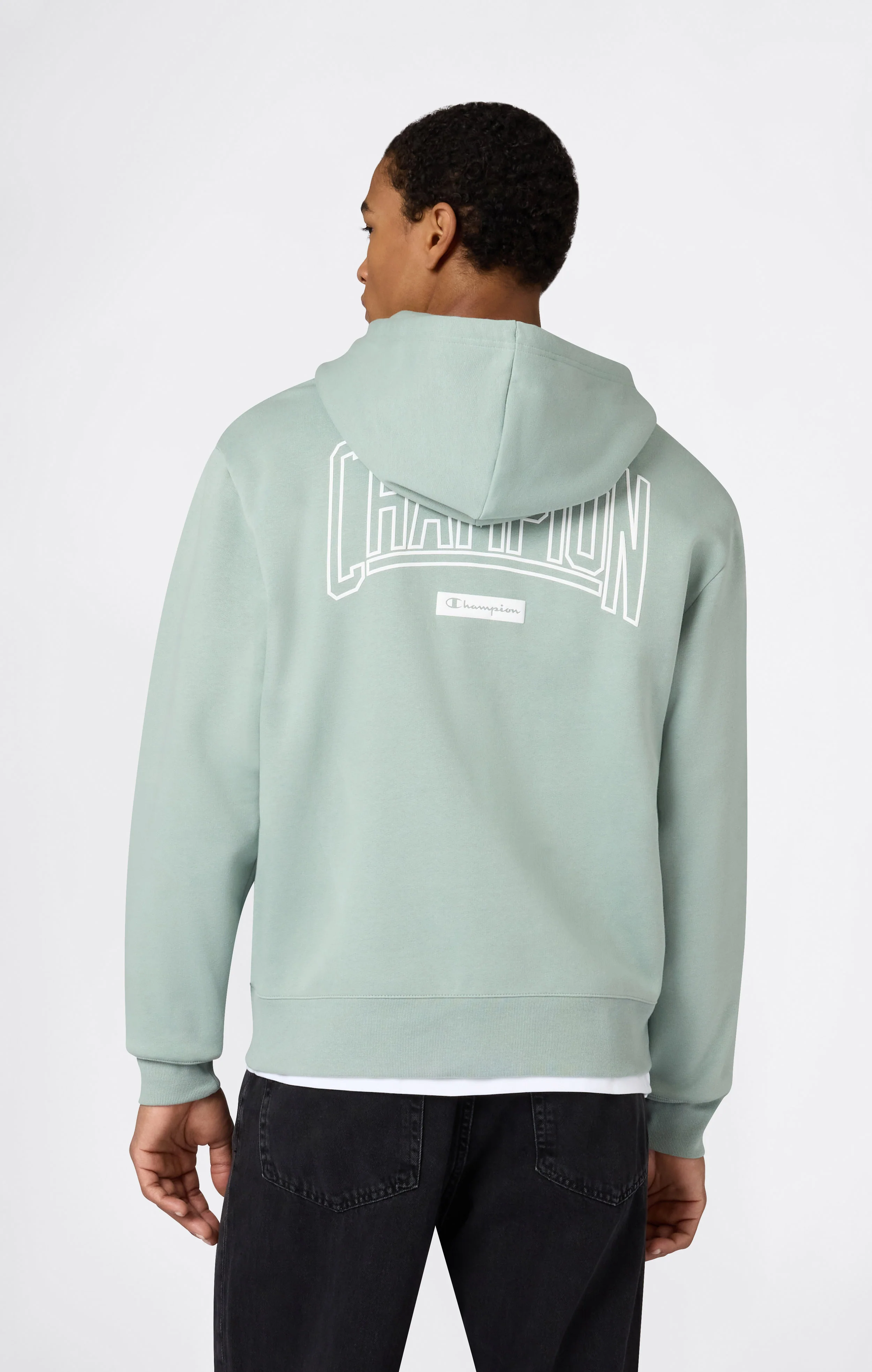 Men’s Hooded Full Zip Sweatshirt With Brushed Interior And Puff Print Logo - Image 3