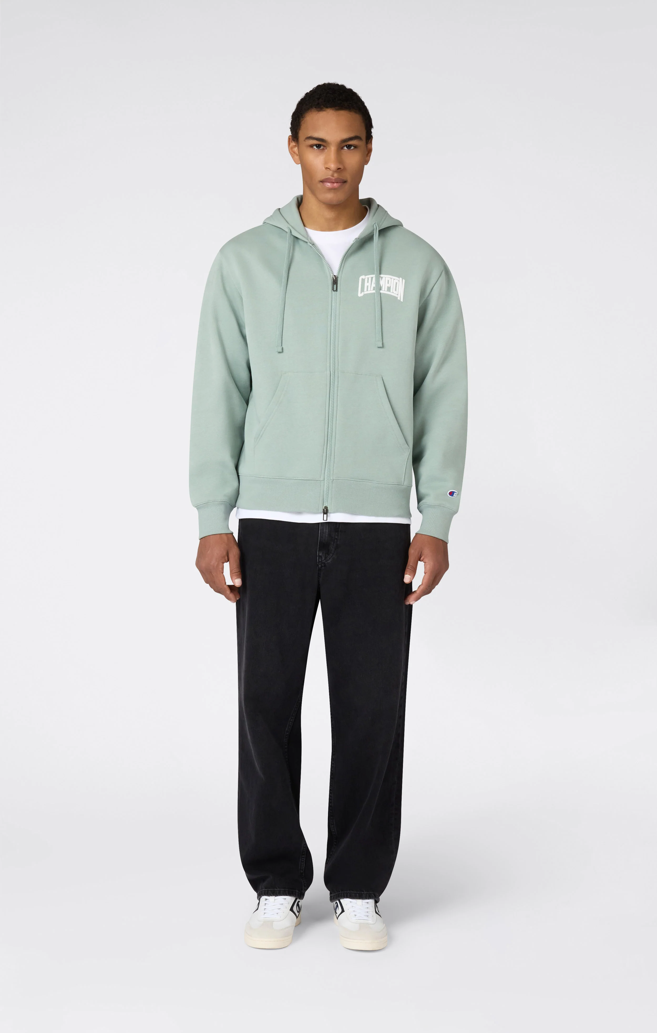 Men’s Hooded Full Zip Sweatshirt With Brushed Interior And Puff Print Logo - Image 4