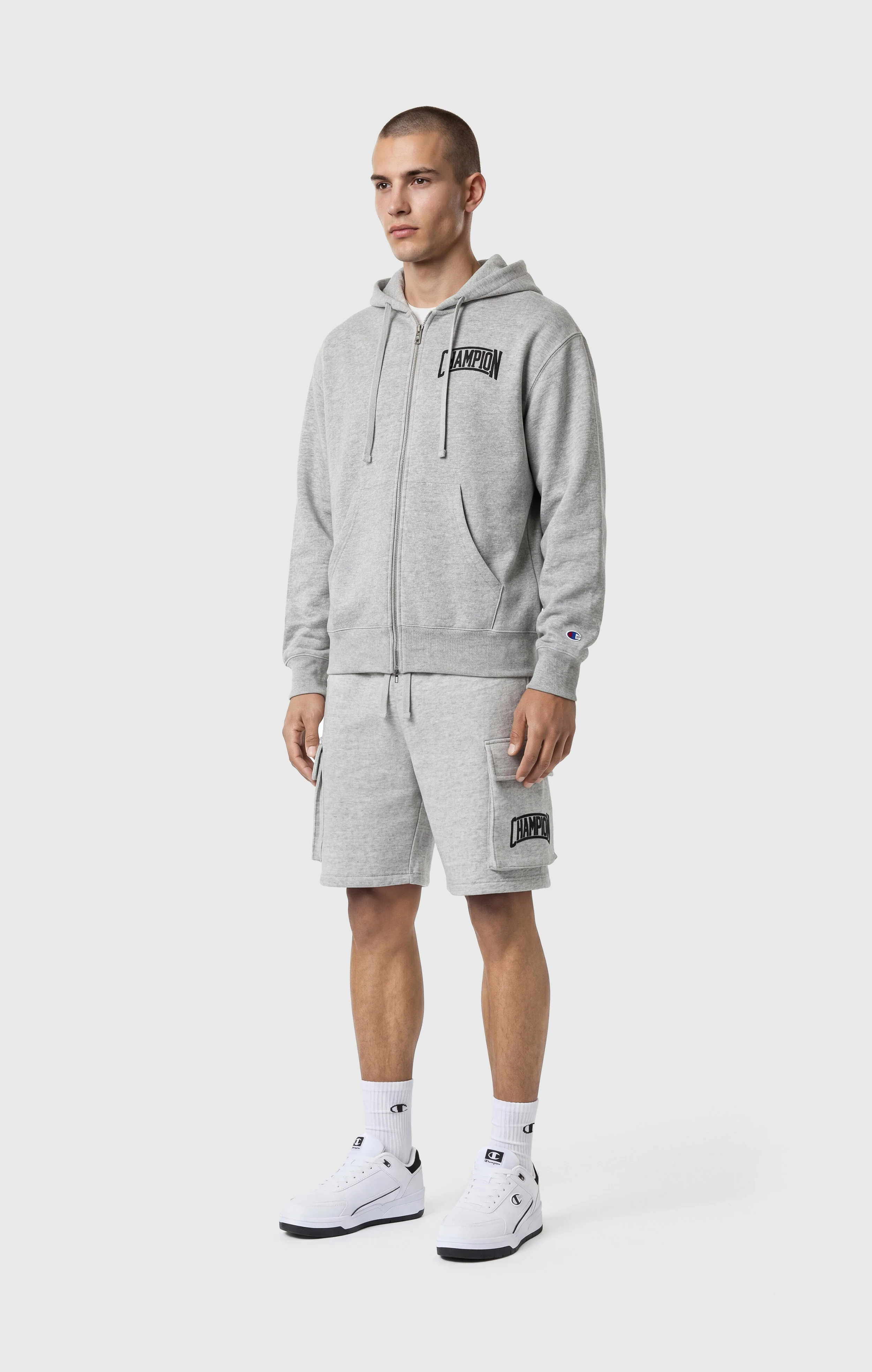Men’s Hooded Full Zip Sweatshirt With Brushed Interior And Puff Print Logo - Image 2
