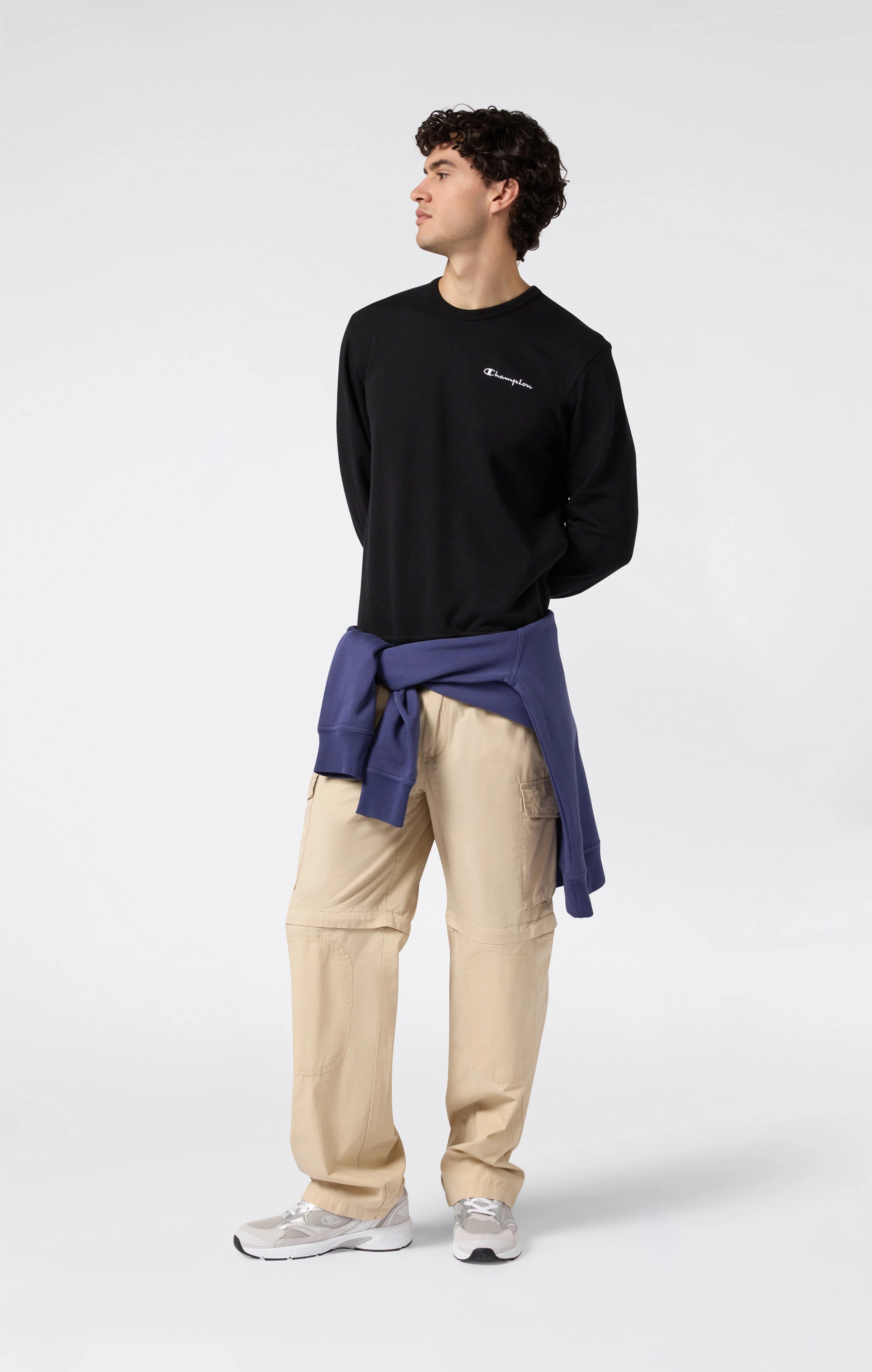 Men’s Lightweight Crewneck Sweatshirt with Embroidered Logo Icons - Image 2